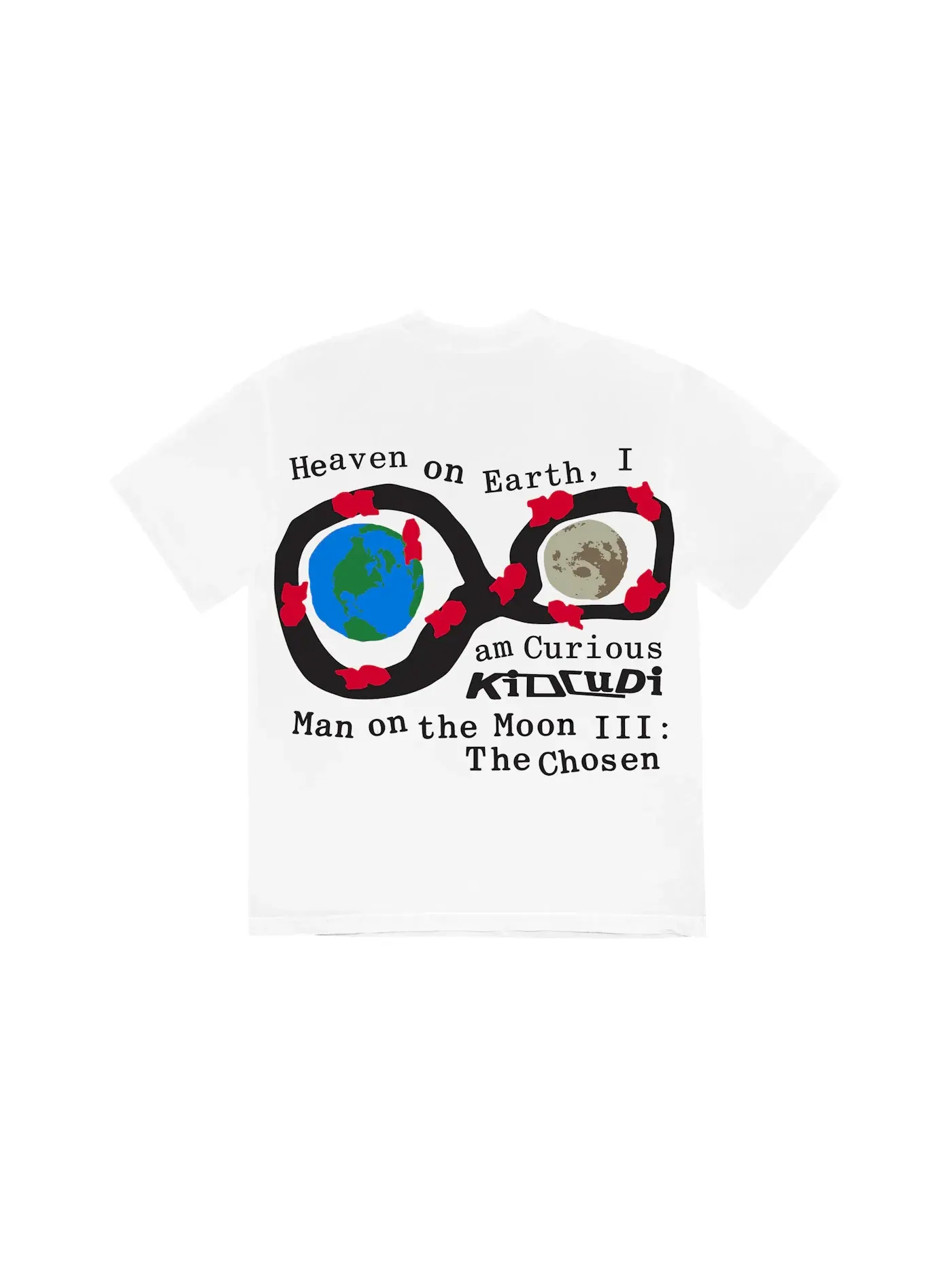 Мужская футболка с принтом Kid Cudi CPFM For MOTM III Heaven on Earth T-shirt — изображение 2 из 2, белый