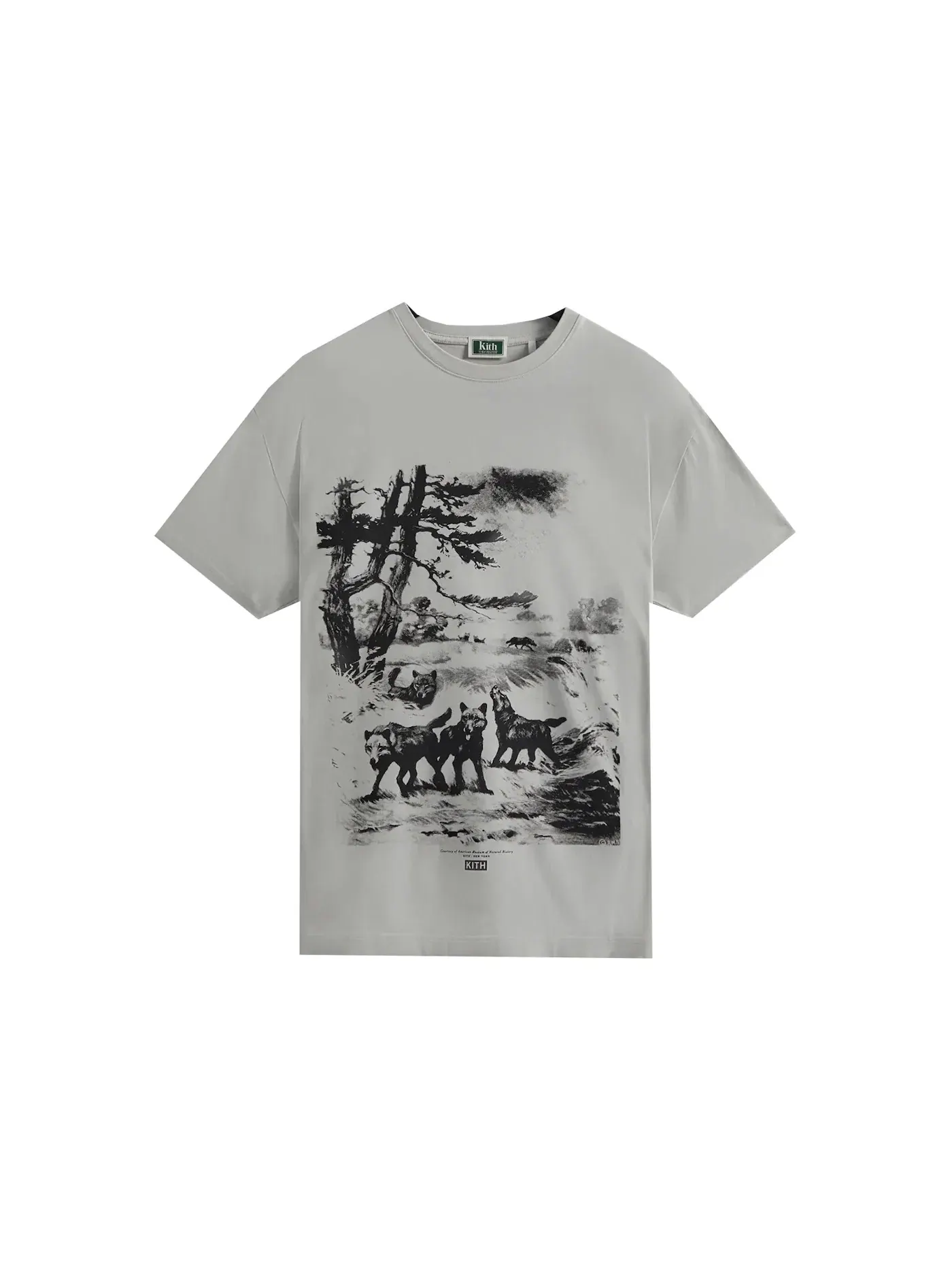 Мужская футболка с принтом Wolves Vintage Kith — изображение 1 из 1, серый