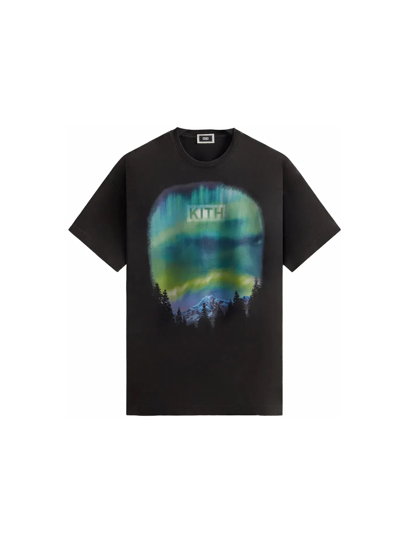 Мужская футболка с принтом Kith Aurora Classic Logo Vintage Tee — изображение 1 из 1, черный