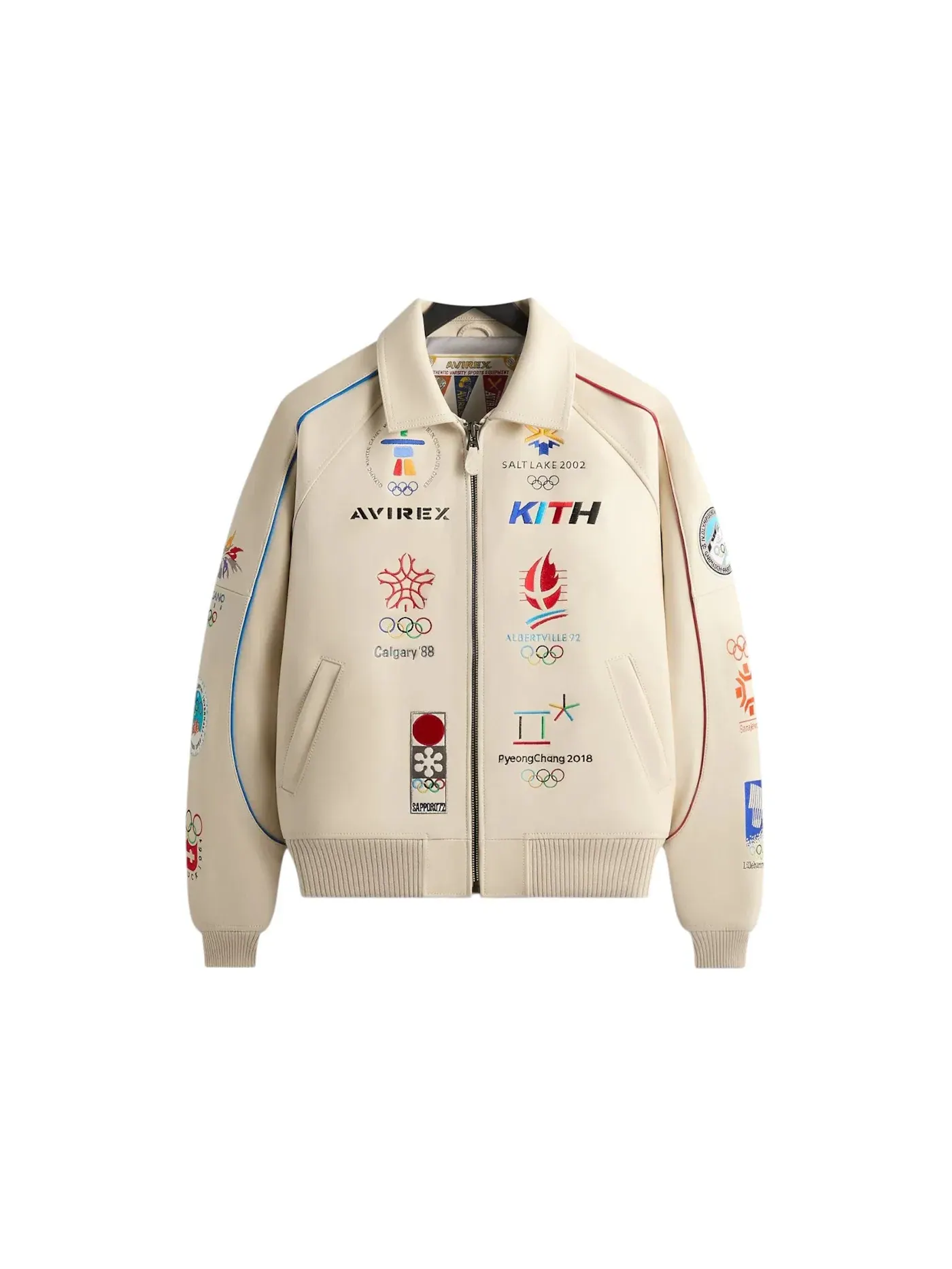 Мужская кожаная куртка-бомбер с наследием AVIREX Jacket Kith — изображение 1 из 2, тофу