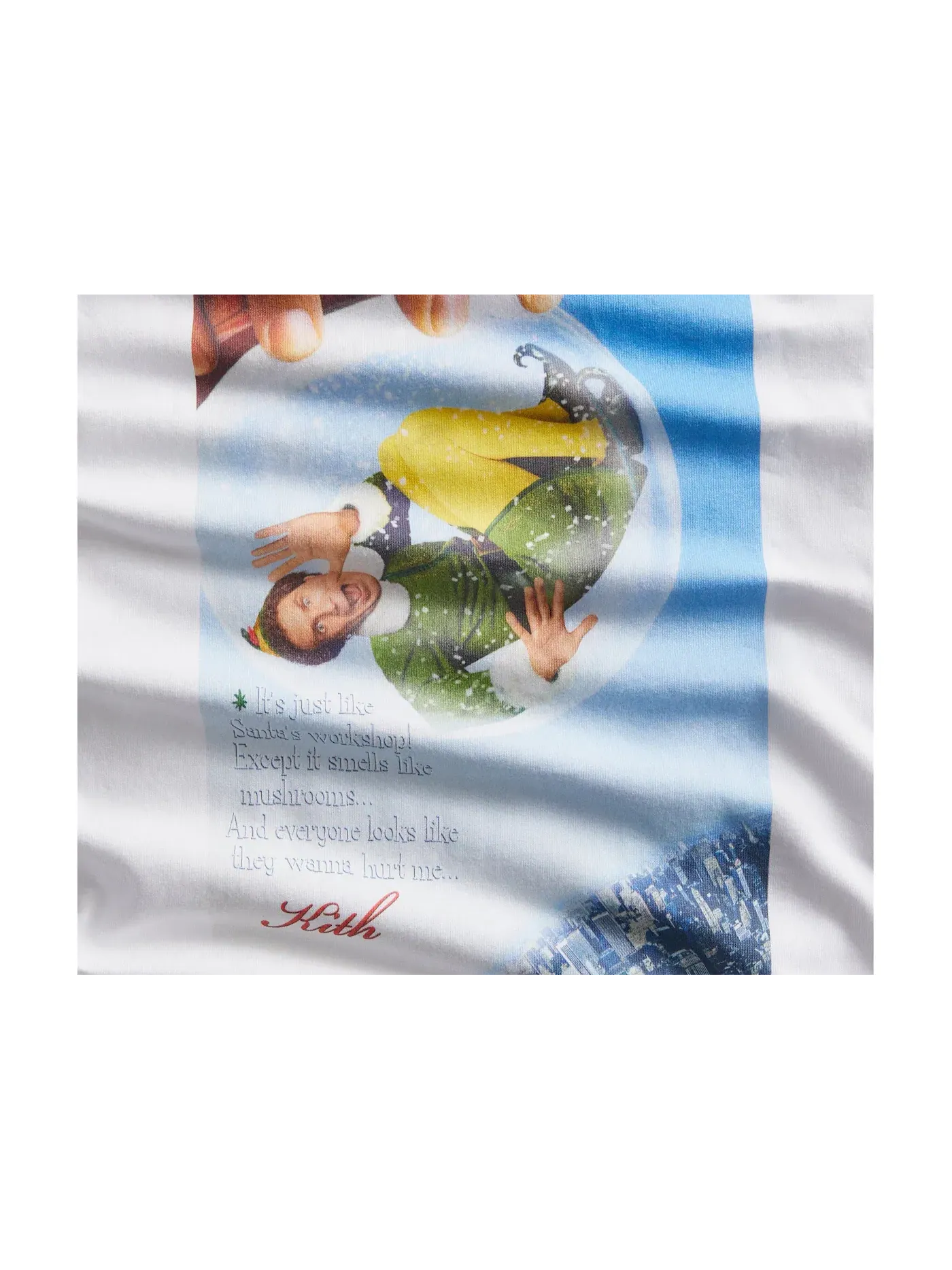 Мужская футболка с длинным рукавом с принтом Kith Elf Snow Globe Tee — изображение 2 из 2, белый