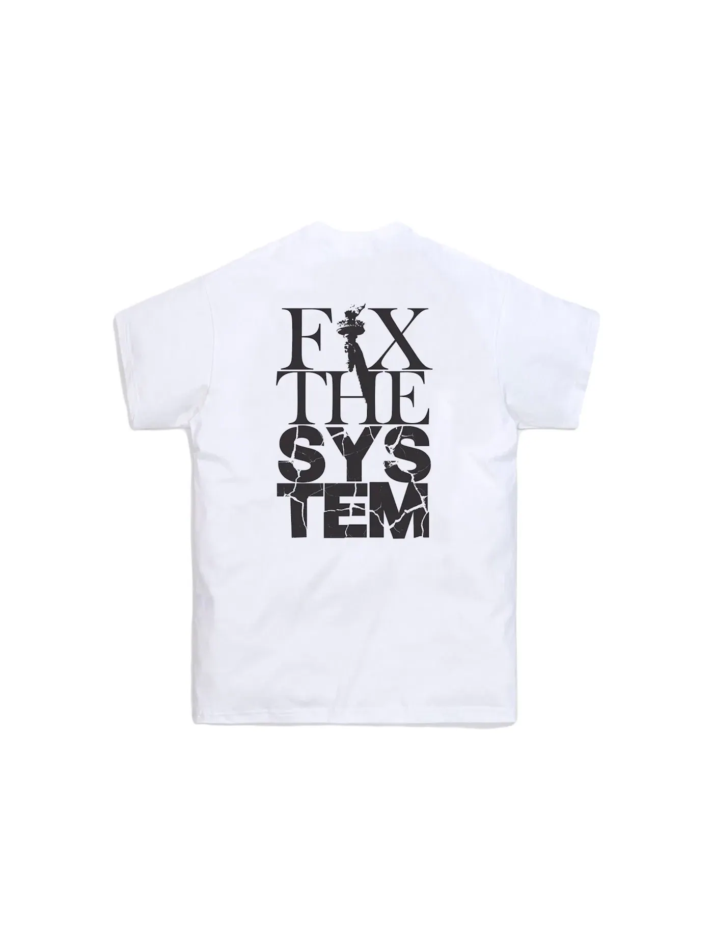 Мужская футболка с принтом Fix The System Kith — изображение 2 из 2, белый