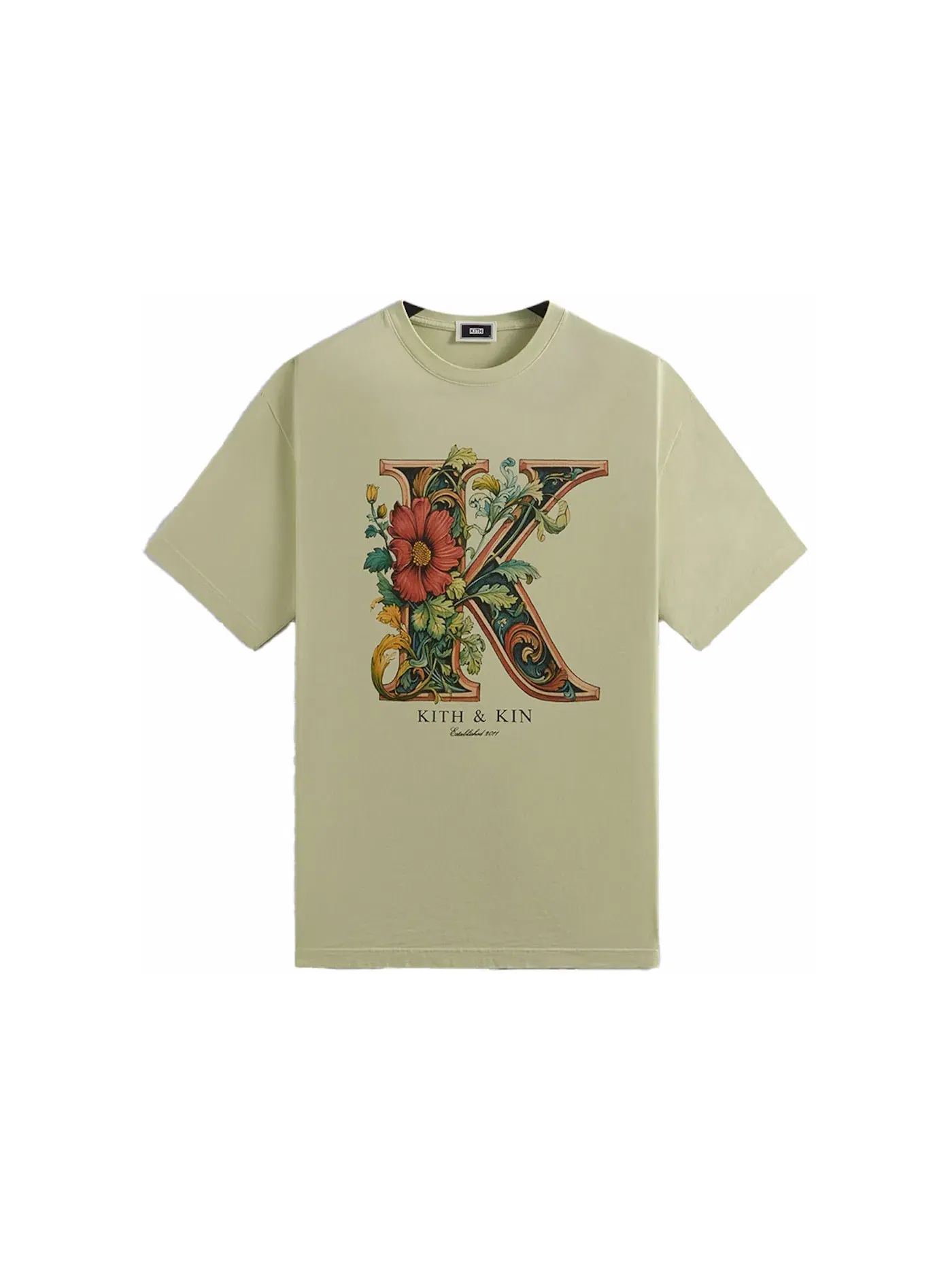Мужская футболка с принтом Kith Floral K Vintage Tee Kith — изображение 1 из 2, серый