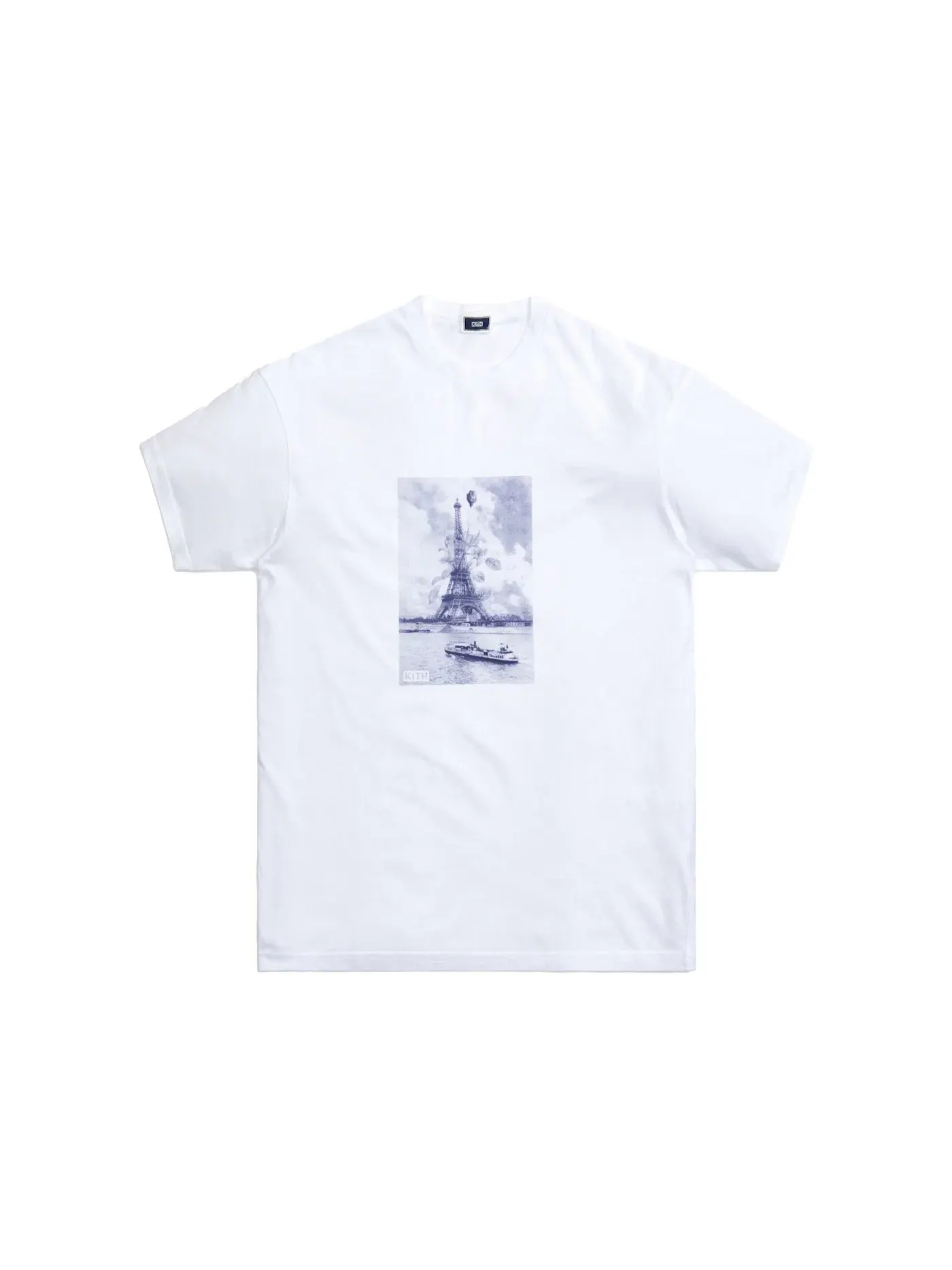 Мужская футболка с принтом Floral Navy Eiffel Kith — изображение 1 из 1, белый