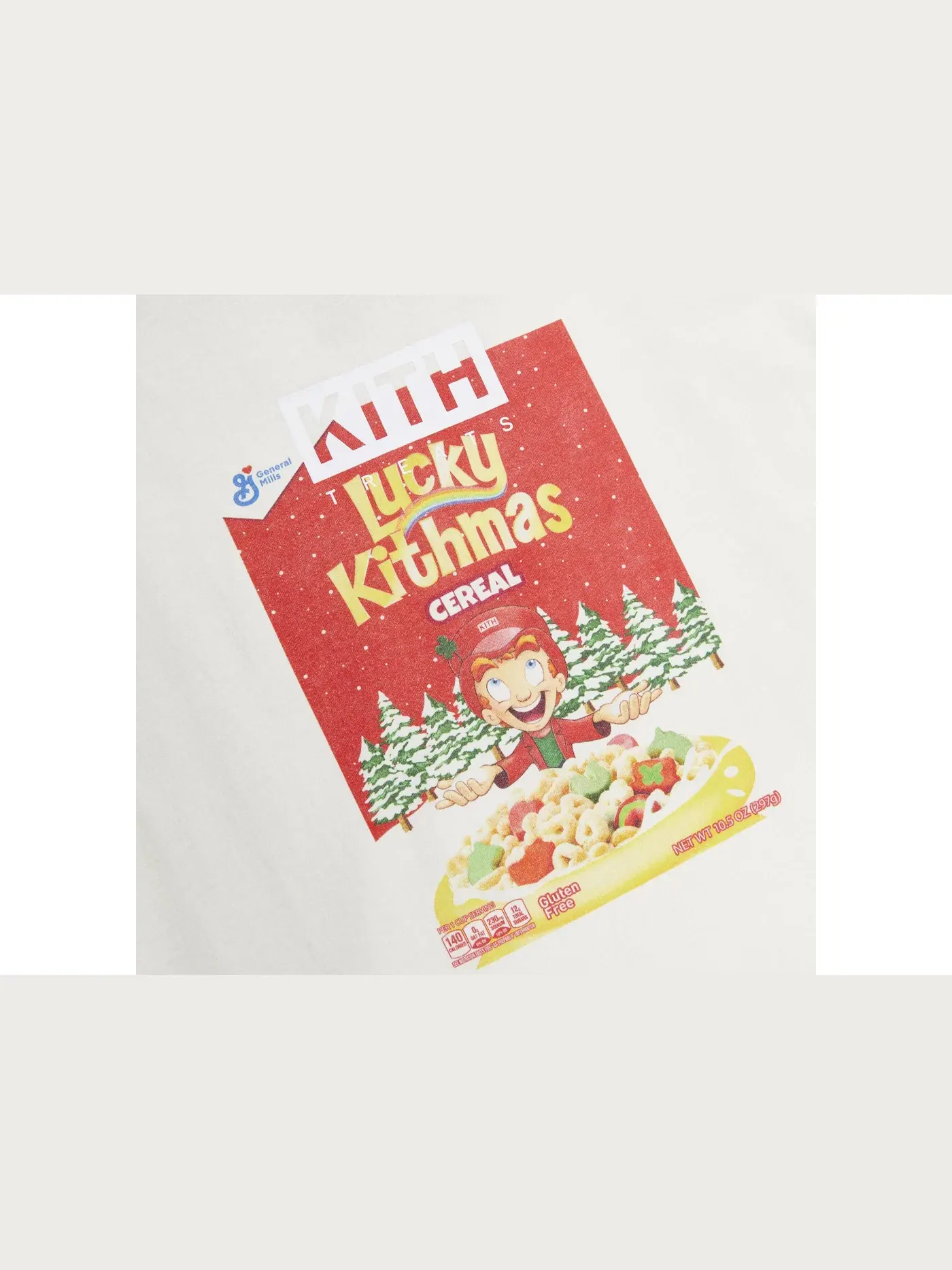 Мужская футболка с принтом Kith for Lucky Charms Kithmas Cereal Box Vintage Tee Kith — изображение 2 из 2, тофу