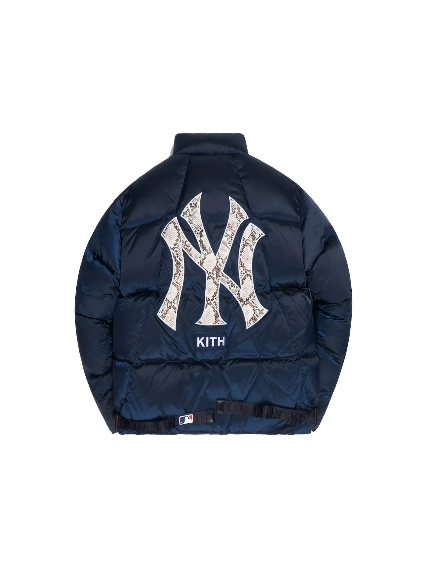 Мужская куртка-пуховик миди с принтом New York Yankees Kith — изображение 2 из 2, темно-синий