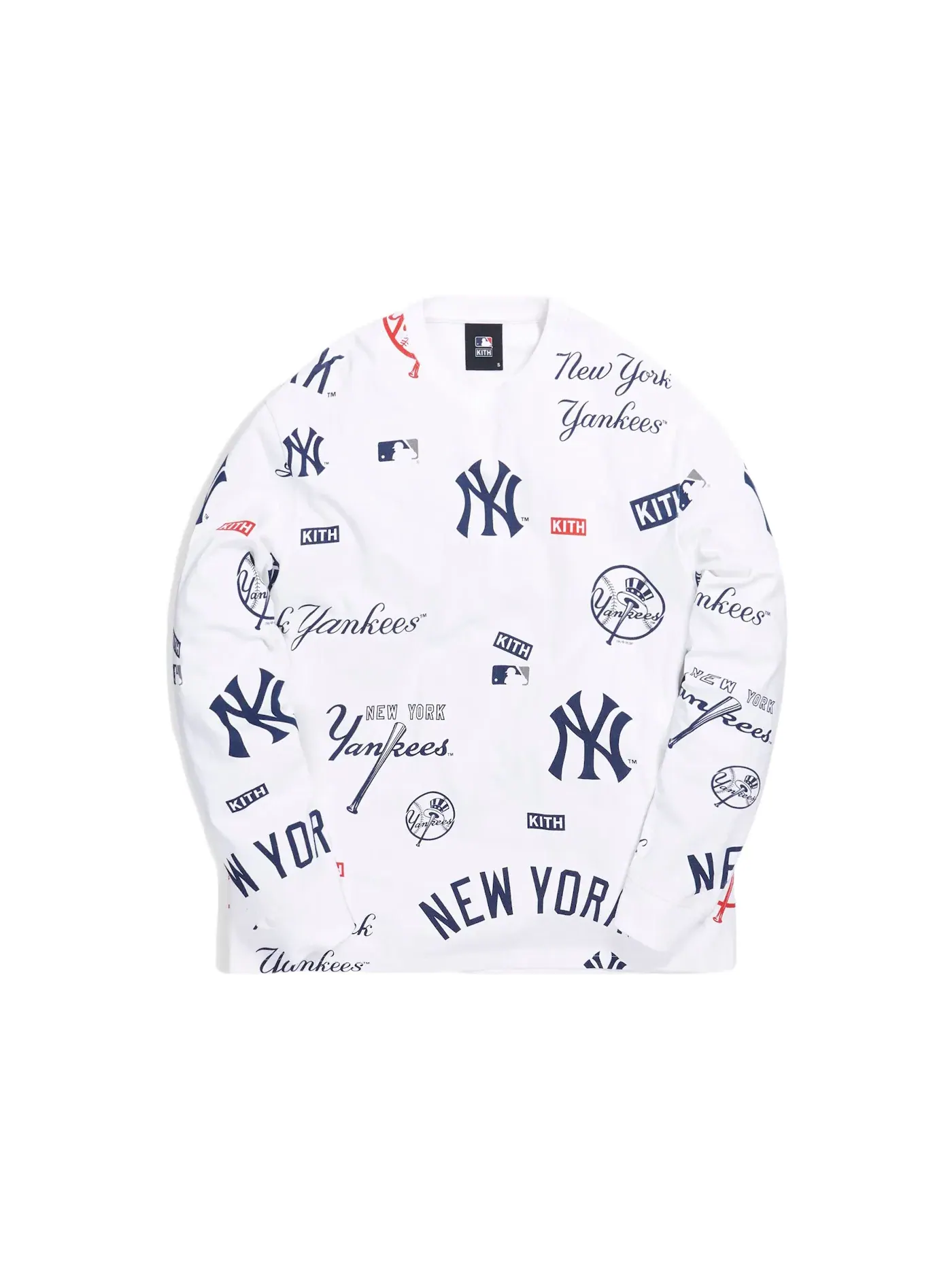 Мужская футболка с длинным рукавом с принтом Kith For Major League Baseball New York Yankees — изображение 1 из 2, белый