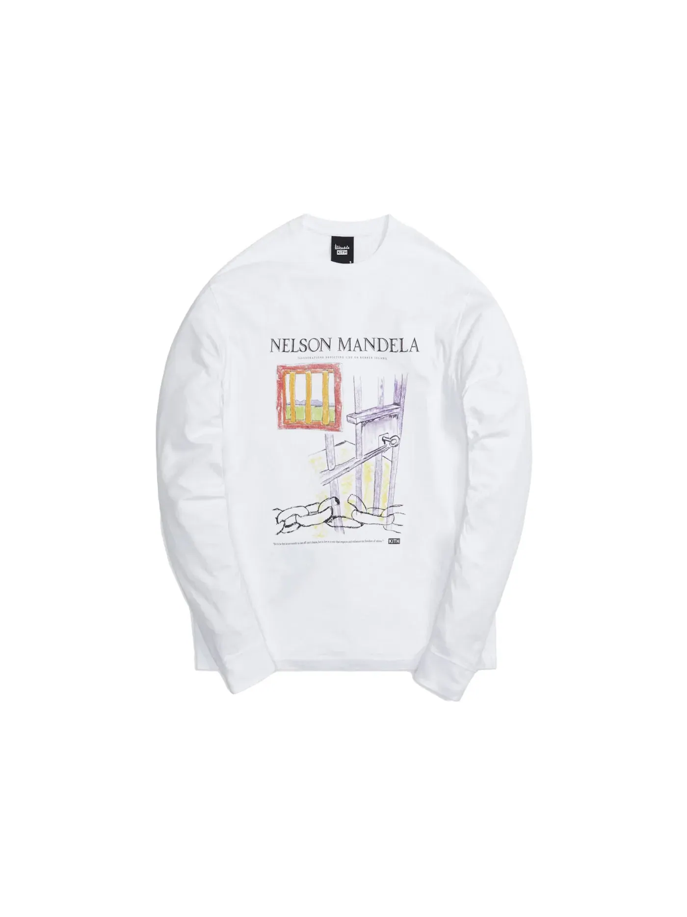 Мужская футболка с длинным рукавом с принтом Kith for Mandela Day 2021 Illustrations Vintage L/S Tee Kith, белый