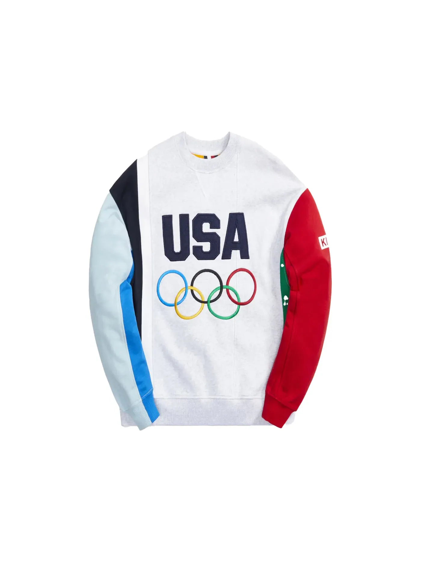 Мужской свитшот с цветными вставками Crewneck Kith — изображение 1 из 2, светлый серый