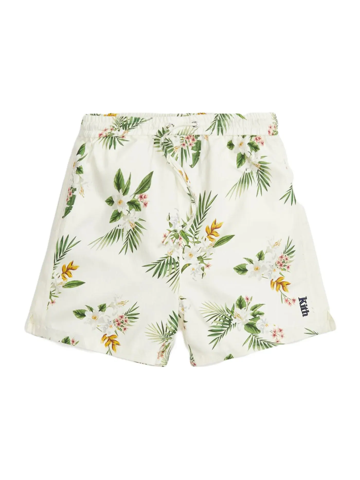 Мужские шорты с принтом Kith Hawaiian Print Active Silk Shorts White — изображение 1 из 2