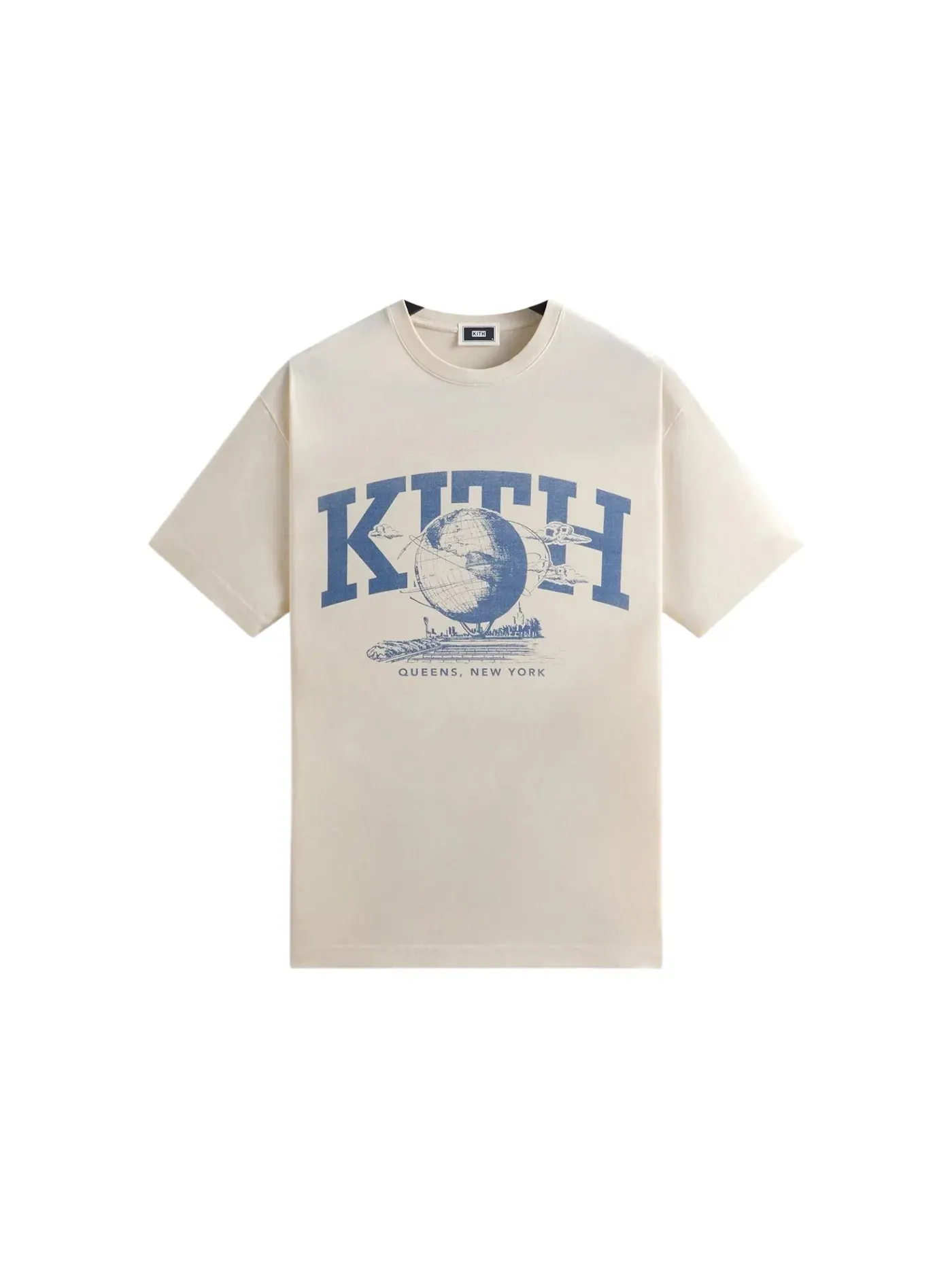 Мужская футболка с принтом Kith Queens Unisphere Vintage Tee, Sandrift — изображение 1 из 2