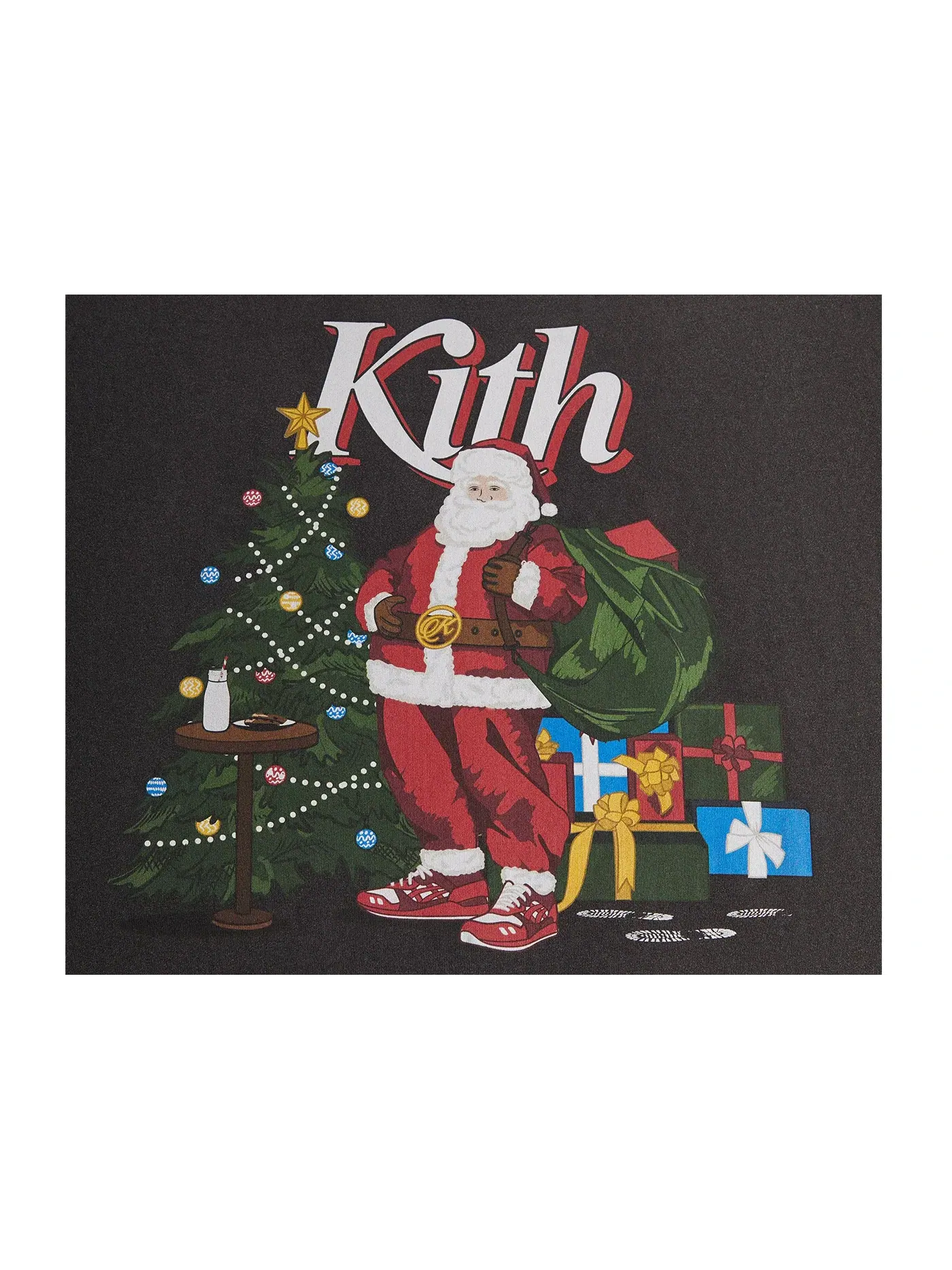 Мужская футболка с принтом Kithmas Santa Vintage Kith — изображение 2 из 2, черный