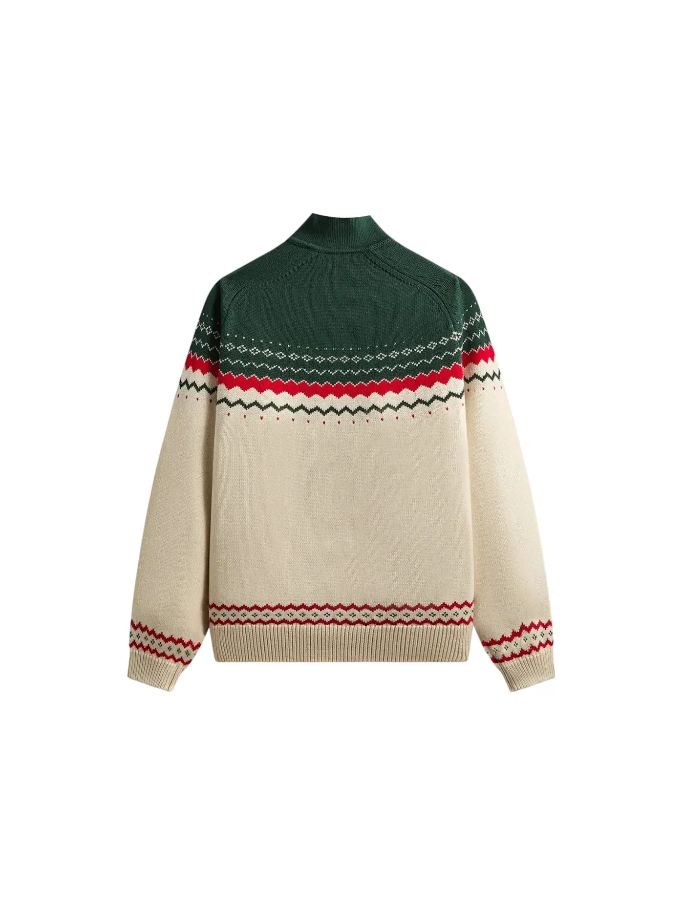 Мужская куртка с принтом Kith Kithmas Serif Fair Isle Rue Wyona Quarter Zip, Heather Oatmeal — изображение 2 из 2
