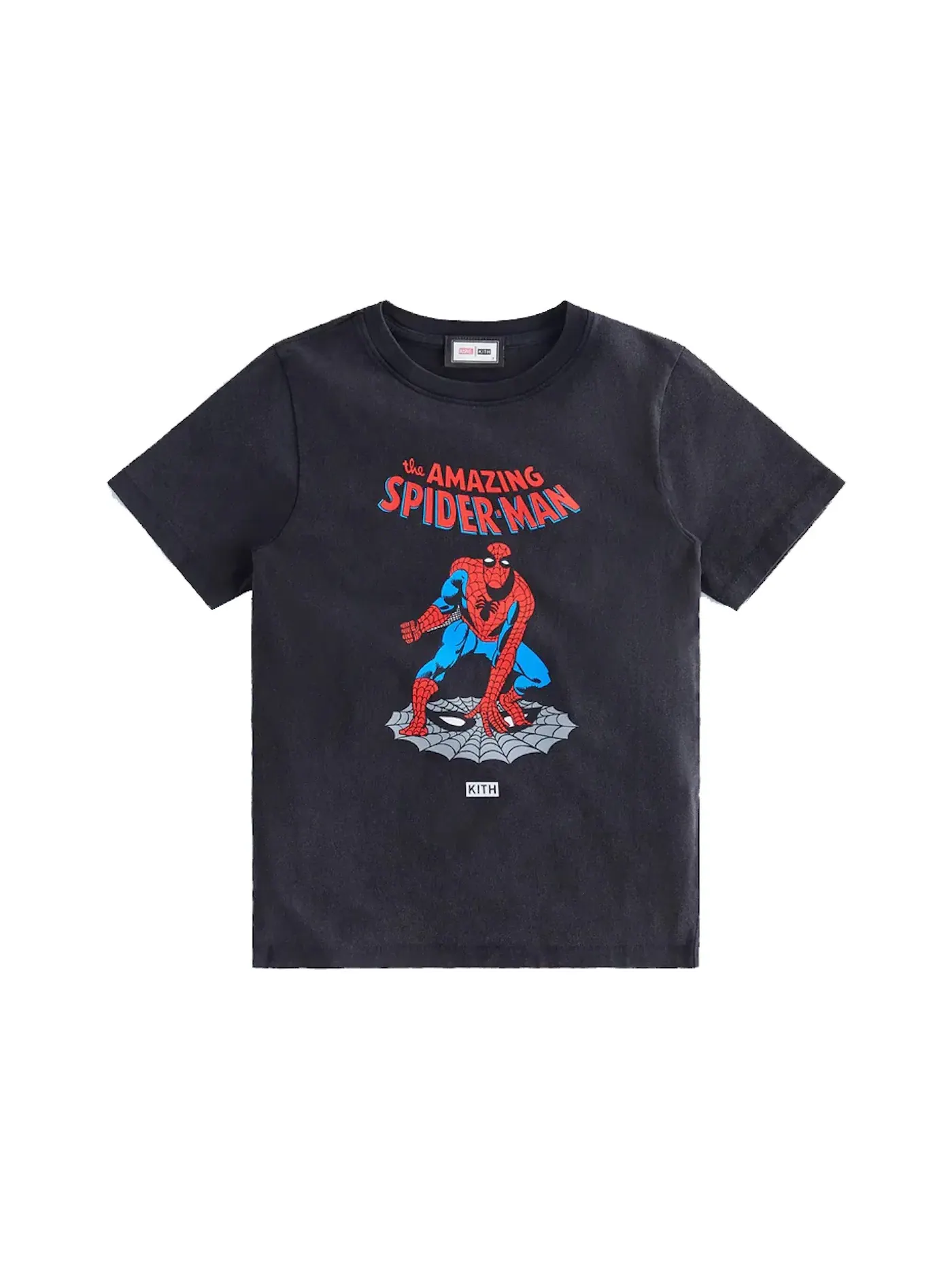 Детская футболка с принтом Kith Marvel Kids Spider-Man Allies Vintage Tee — изображение 1 из 2, черный
