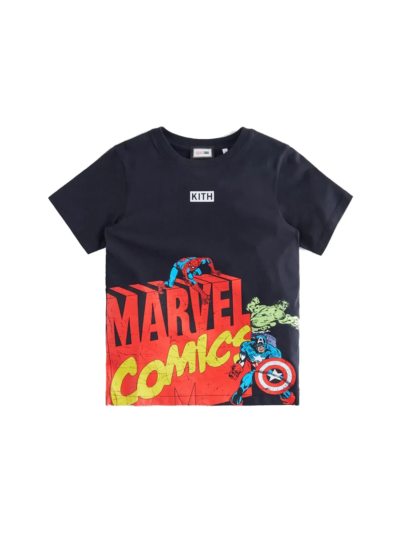 Детская футболка с принтом Kith Marvel Kids Spider-Man Avengers Classic Tee — изображение 1 из 2, черный