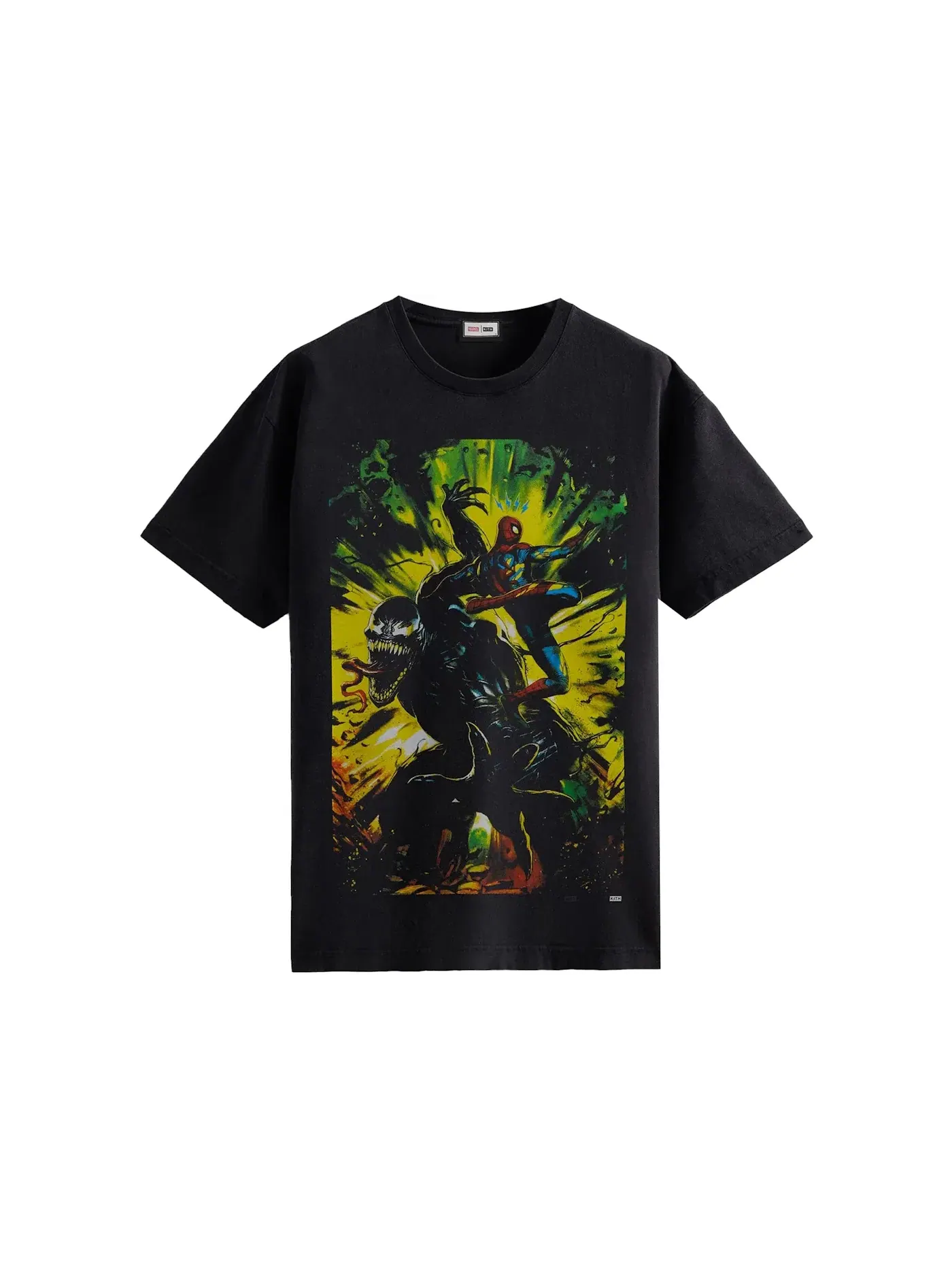 Мужская футболка с принтом Kith Marvel Spider-Man Venom Battle Vintage Tee — изображение 1 из 2, черный