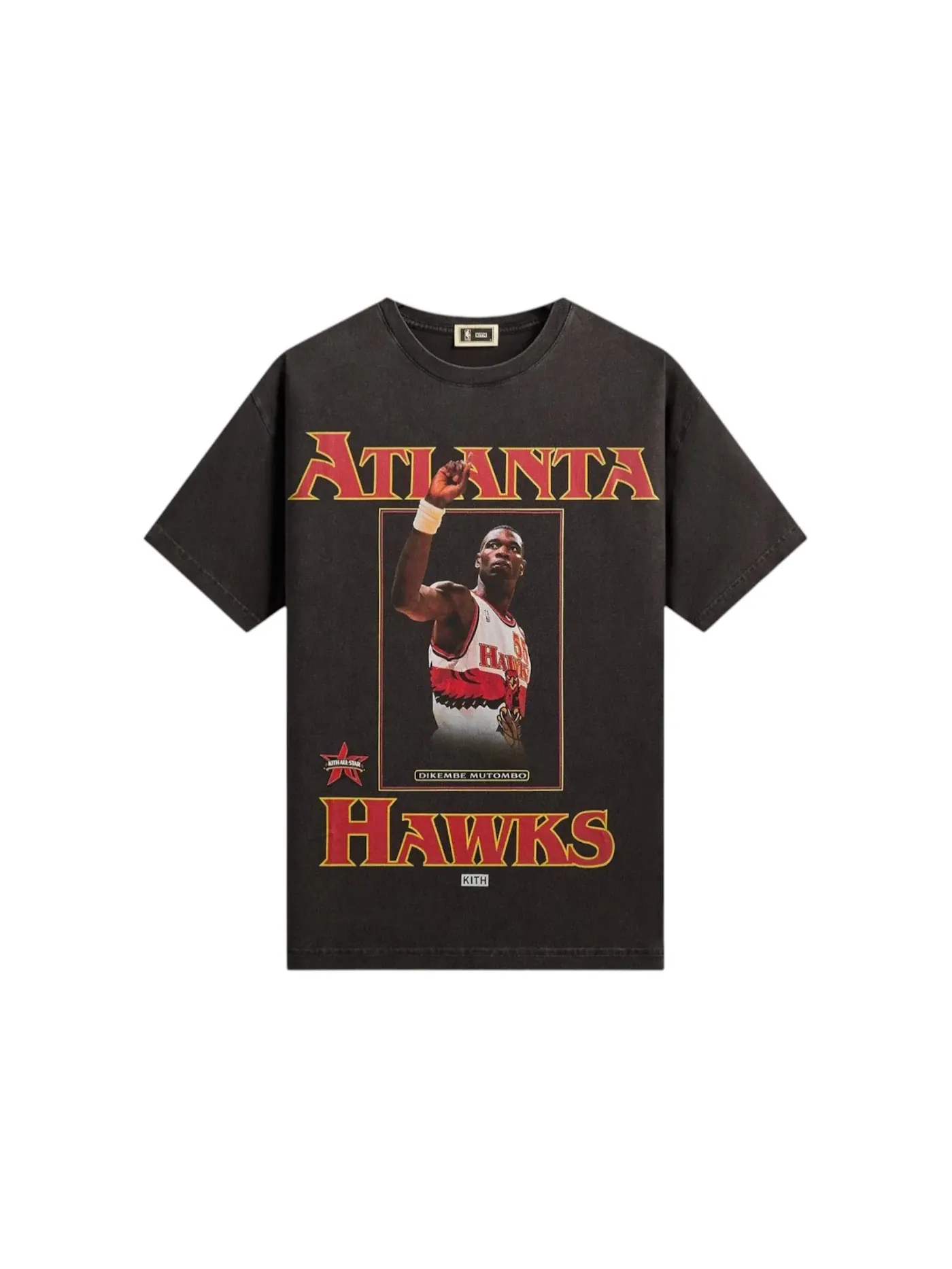Мужская футболка с принтом Kith NBA All-Star Atlanta Hawks Dikembe Mutombo Vintage Tee — изображение 1 из 2, черный