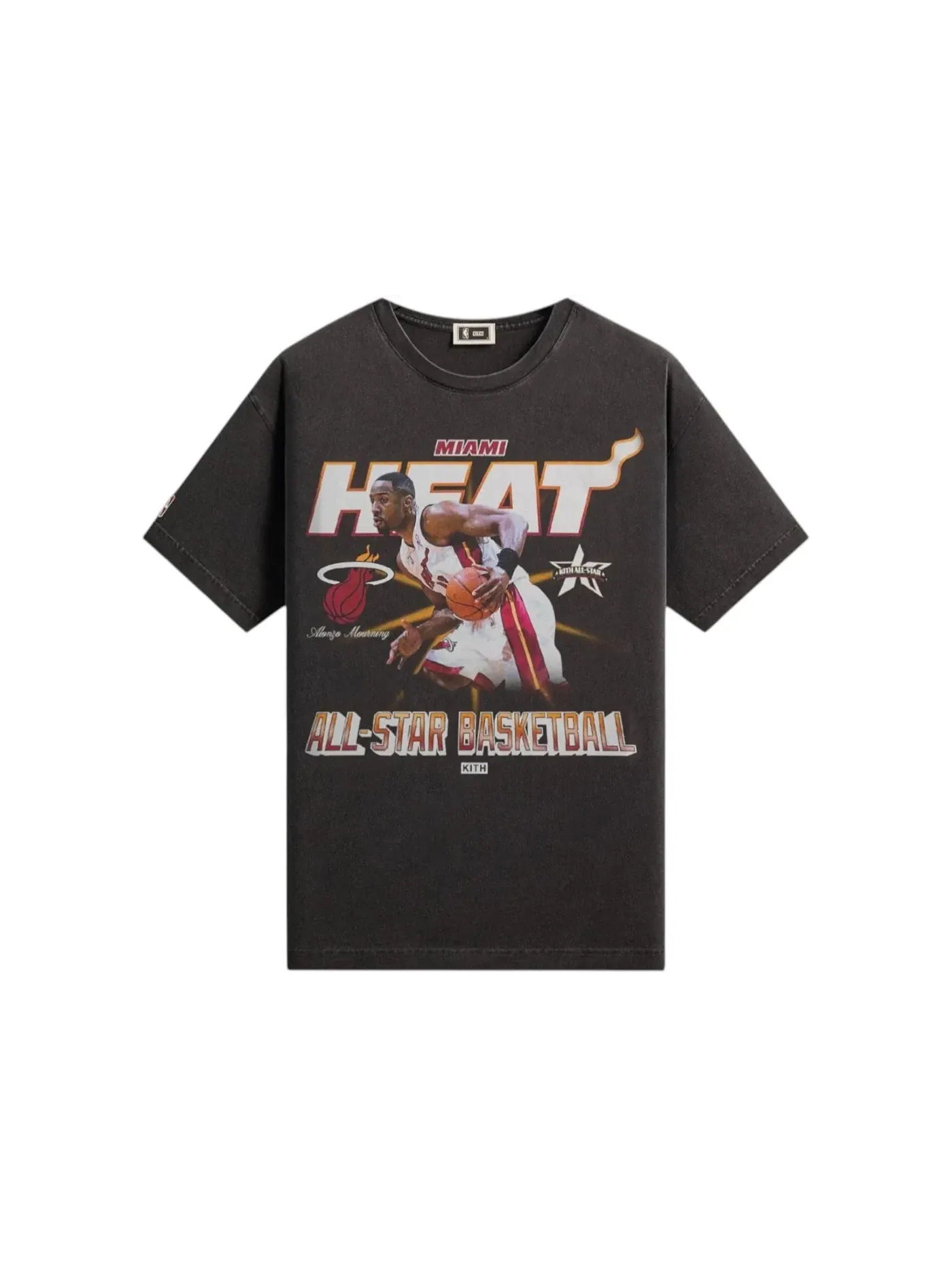 Мужская футболка с принтом Kith NBA All-Star Miami Heat Alonzo Mourning Vintage Tee Kith — изображение 1 из 2, черный