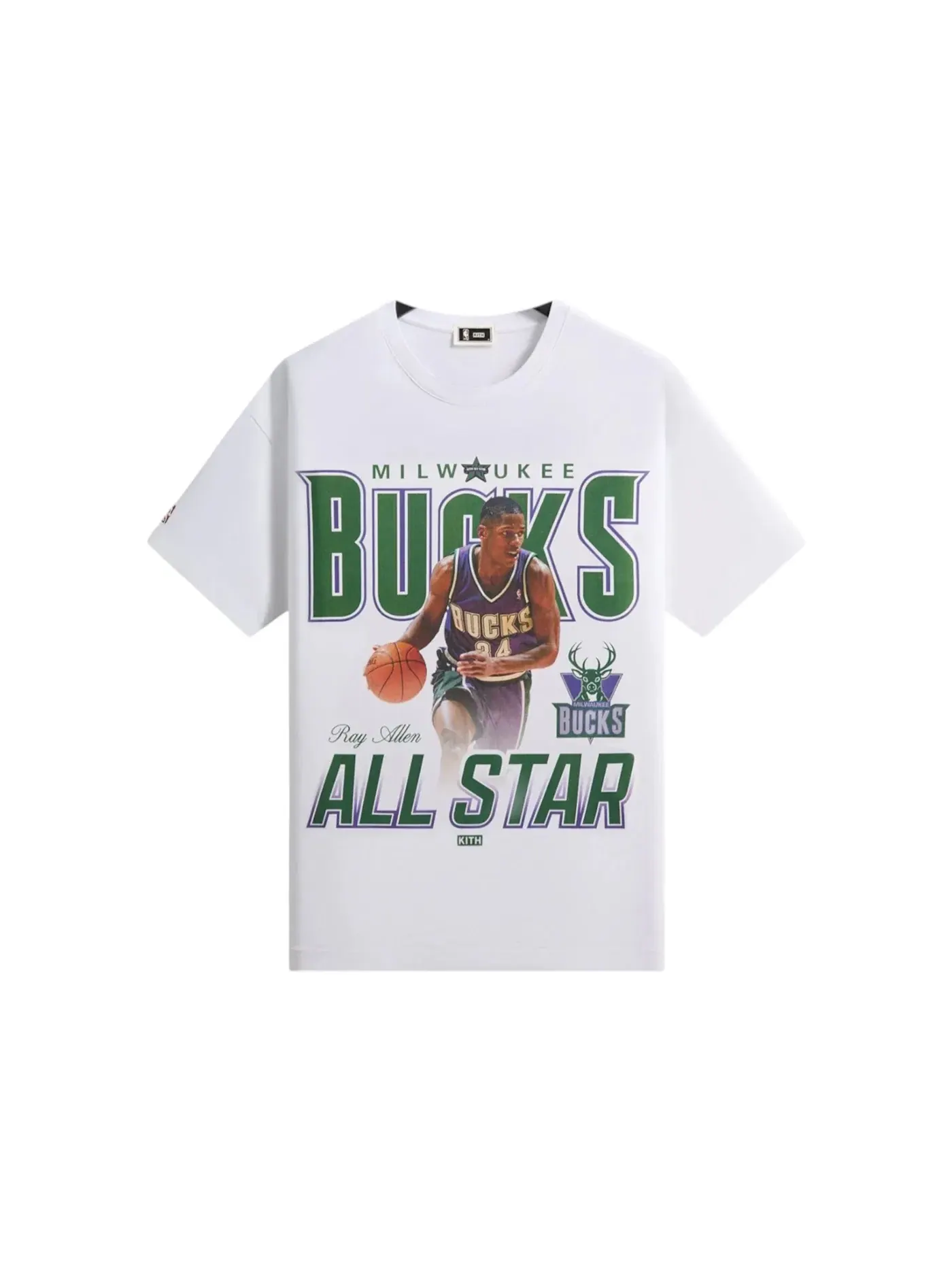 Мужская футболка с принтом Kith NBA All-Star Milwaukee Bucks Ray Allen Vintage Tee — изображение 1 из 2, белый