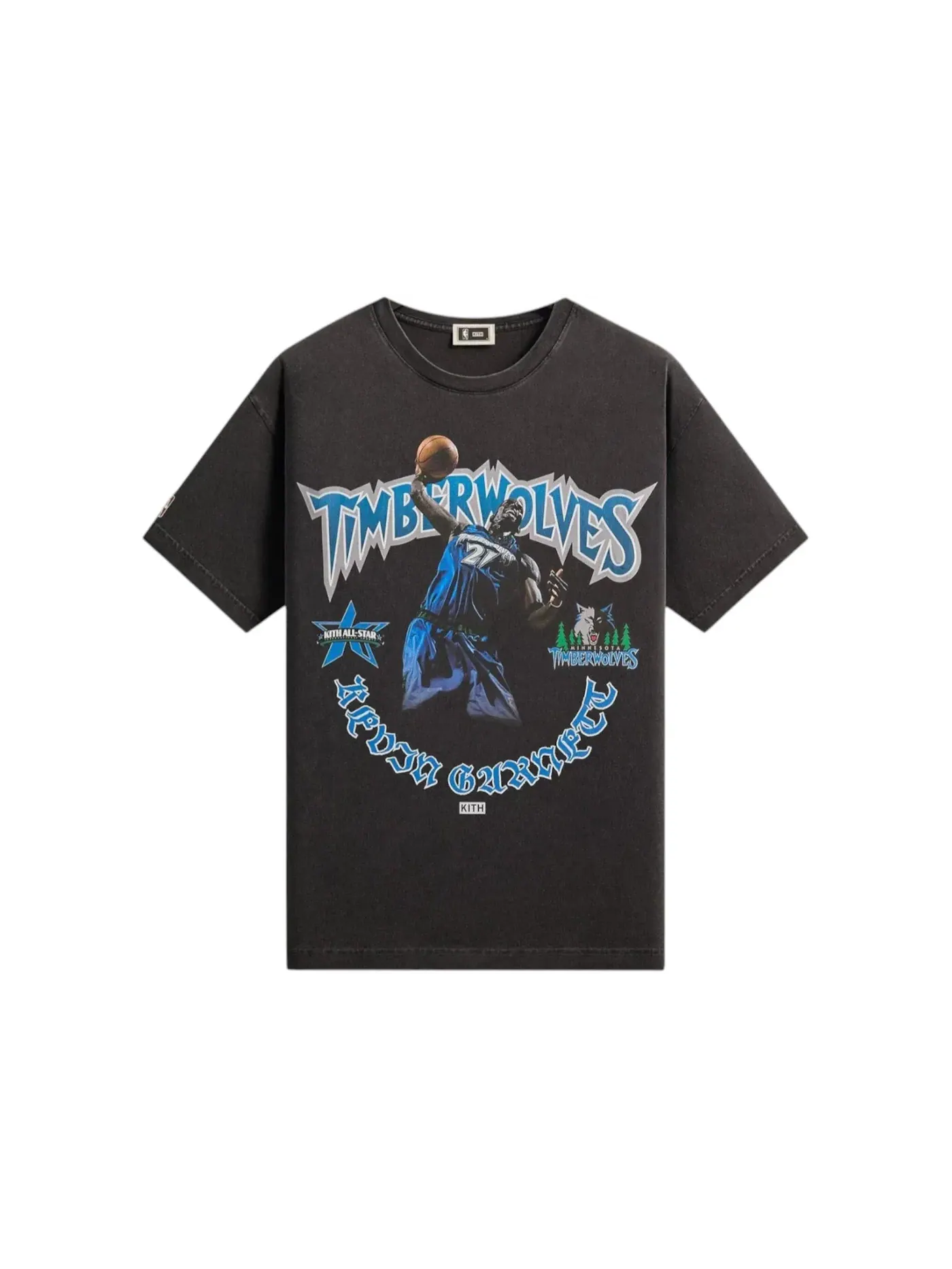 Мужская футболка с принтом Kith NBA All-Star Minnesota Timberwolves Kevin Garnett Vintage Tee — изображение 1 из 2, черный