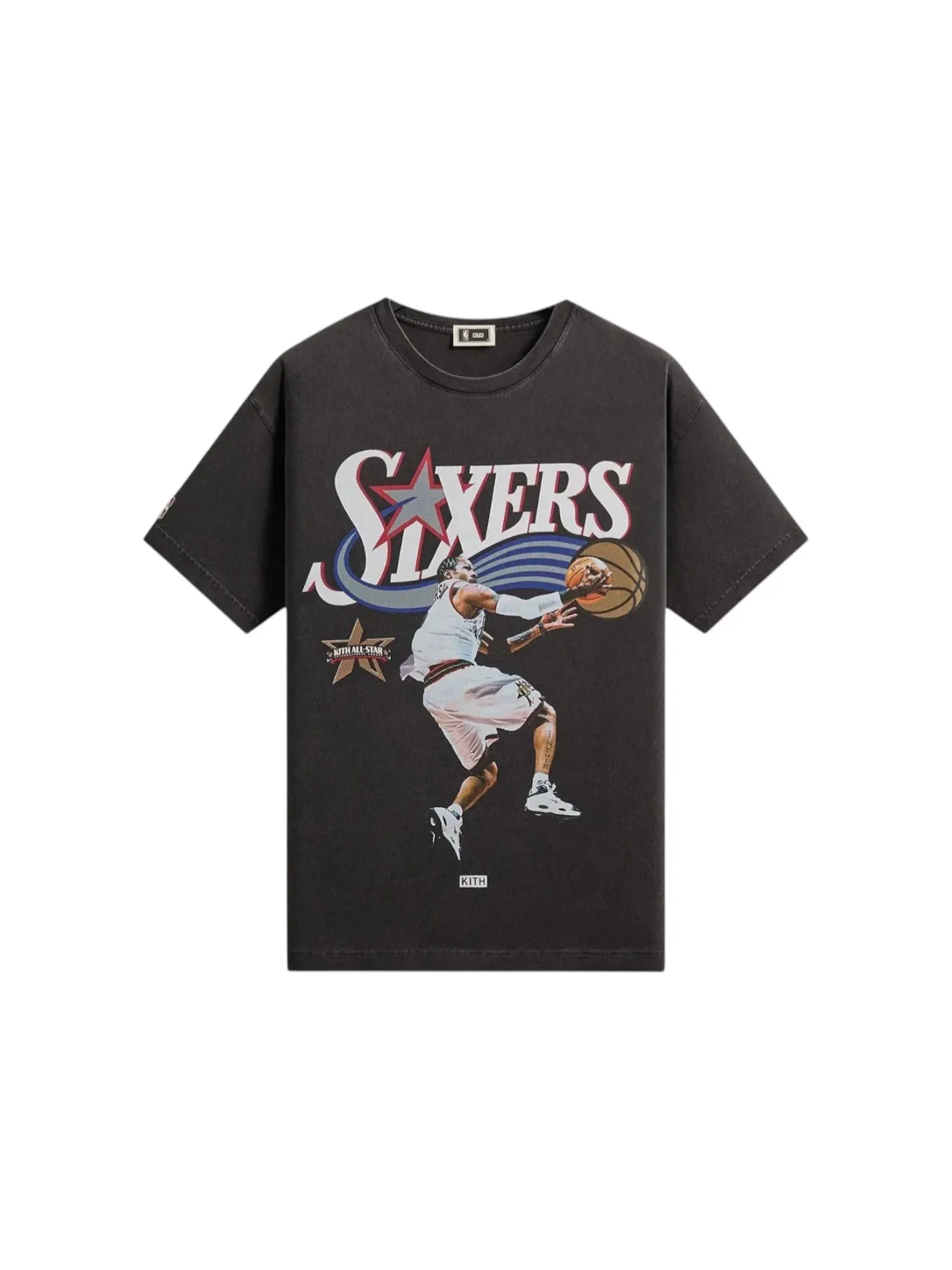 Мужская футболка с принтом Kith NBA All-Star Philadelphia 76ers Allen Iverson Vintage Tee — изображение 1 из 2, черный