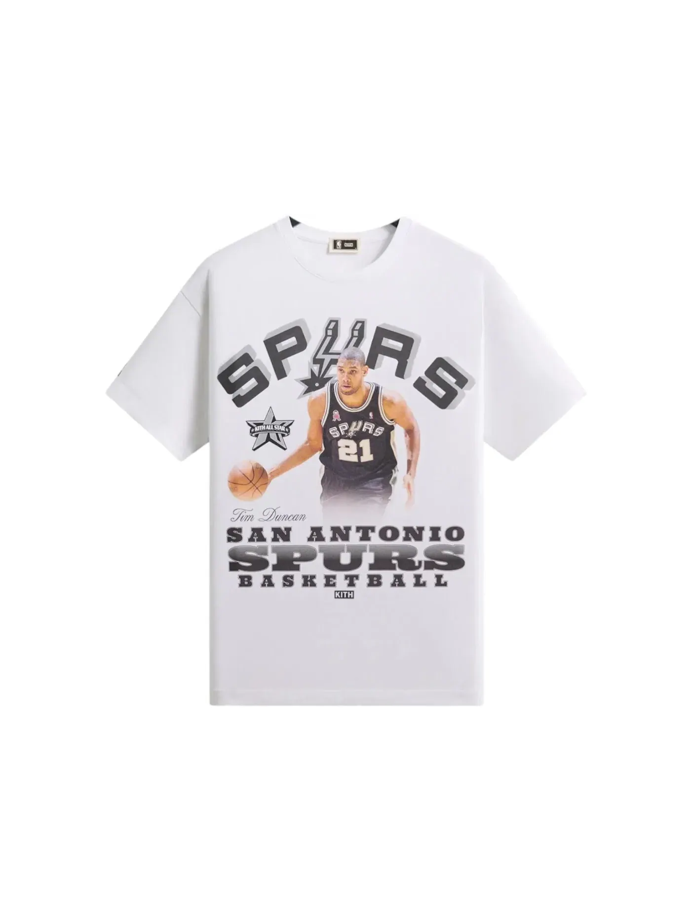 Мужская футболка с принтом Tim Duncan Vintage Tee Kith — изображение 1 из 2, белый