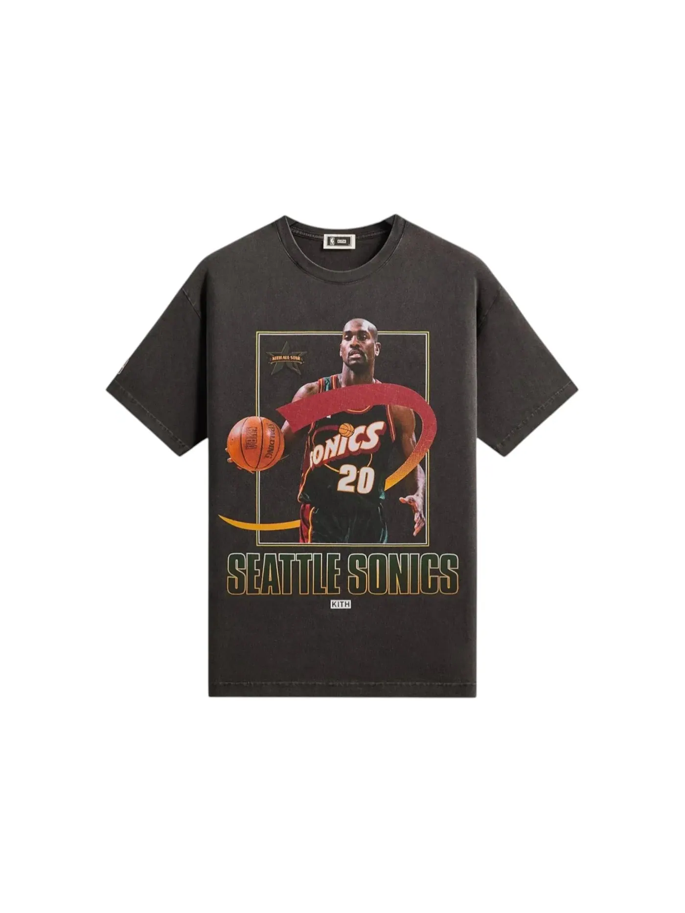 Мужская футболка с принтом Kith NBA All-Star Seattle SuperSonics Gary Payton Vintage Tee — изображение 1 из 2, черный