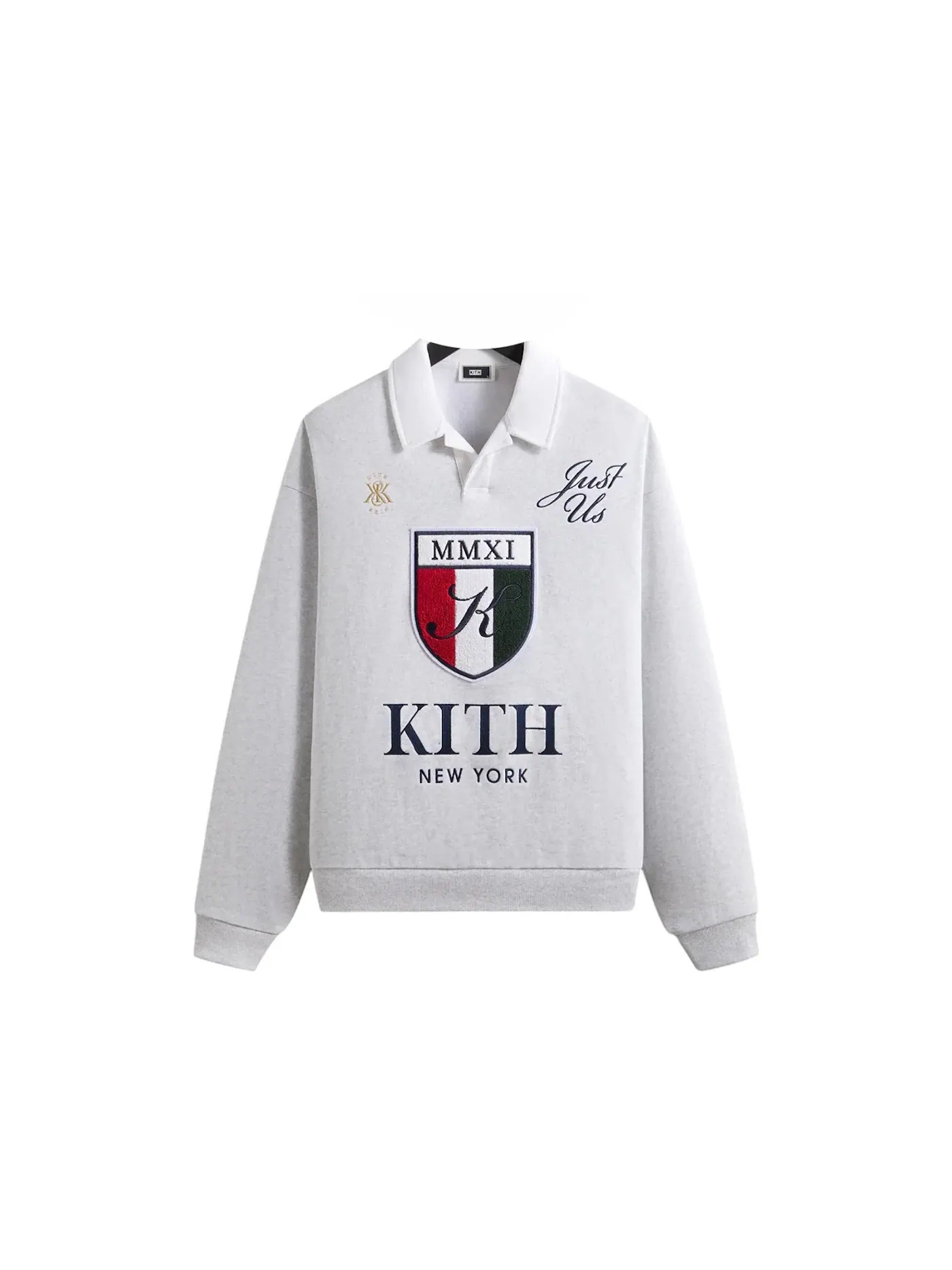 Мужской пуловер с воротником Kith Pullover (SS25) — изображение 1 из 2, светлый серый