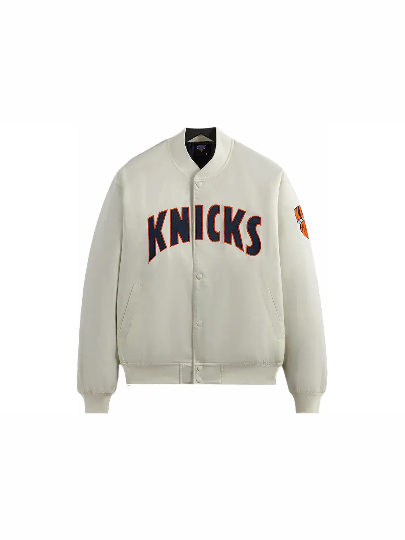 Мужская куртка-бомбер с принтом Kith New York Knicks Pinstripe Satin Bomber Jacket Silk, Silk — изображение 1 из 2