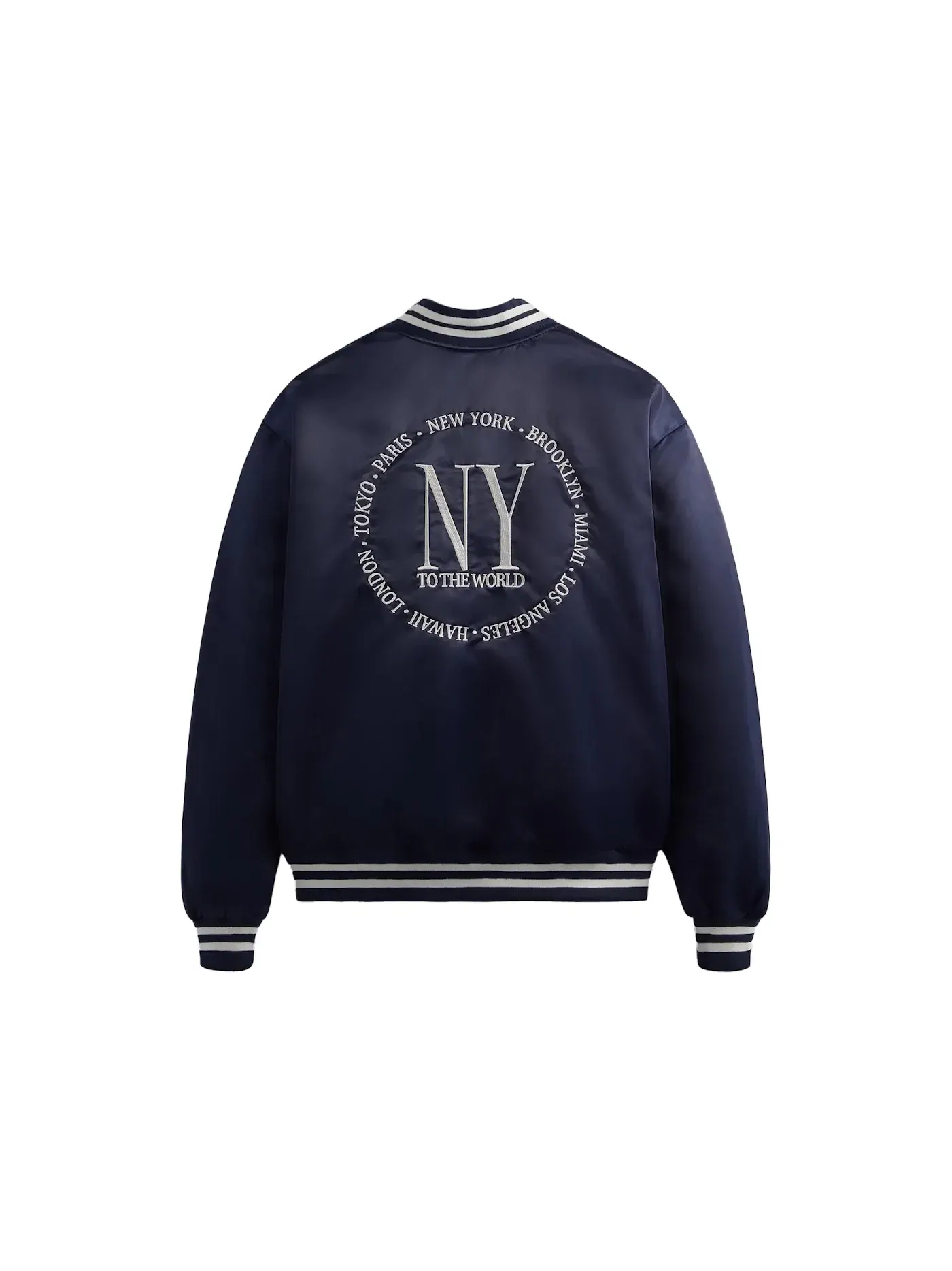 Мужская куртка-бомбер из сатина с принтом Kith New York to the World — изображение 2 из 2, ночной