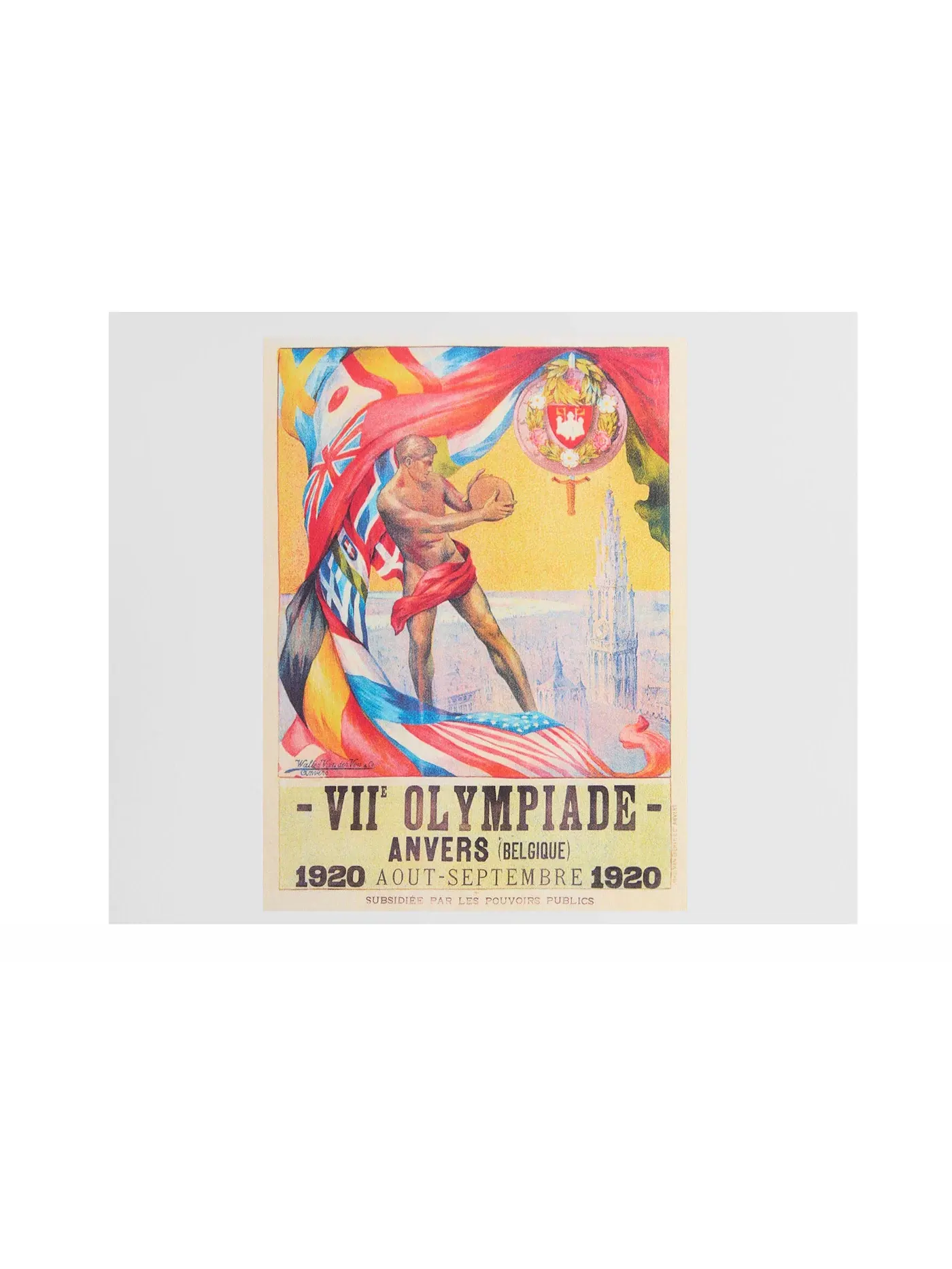 Мужская футболка с принтом Kith Olympics Heritage Antwerp 1920 Vintage Tee — изображение 3 из 3, белый