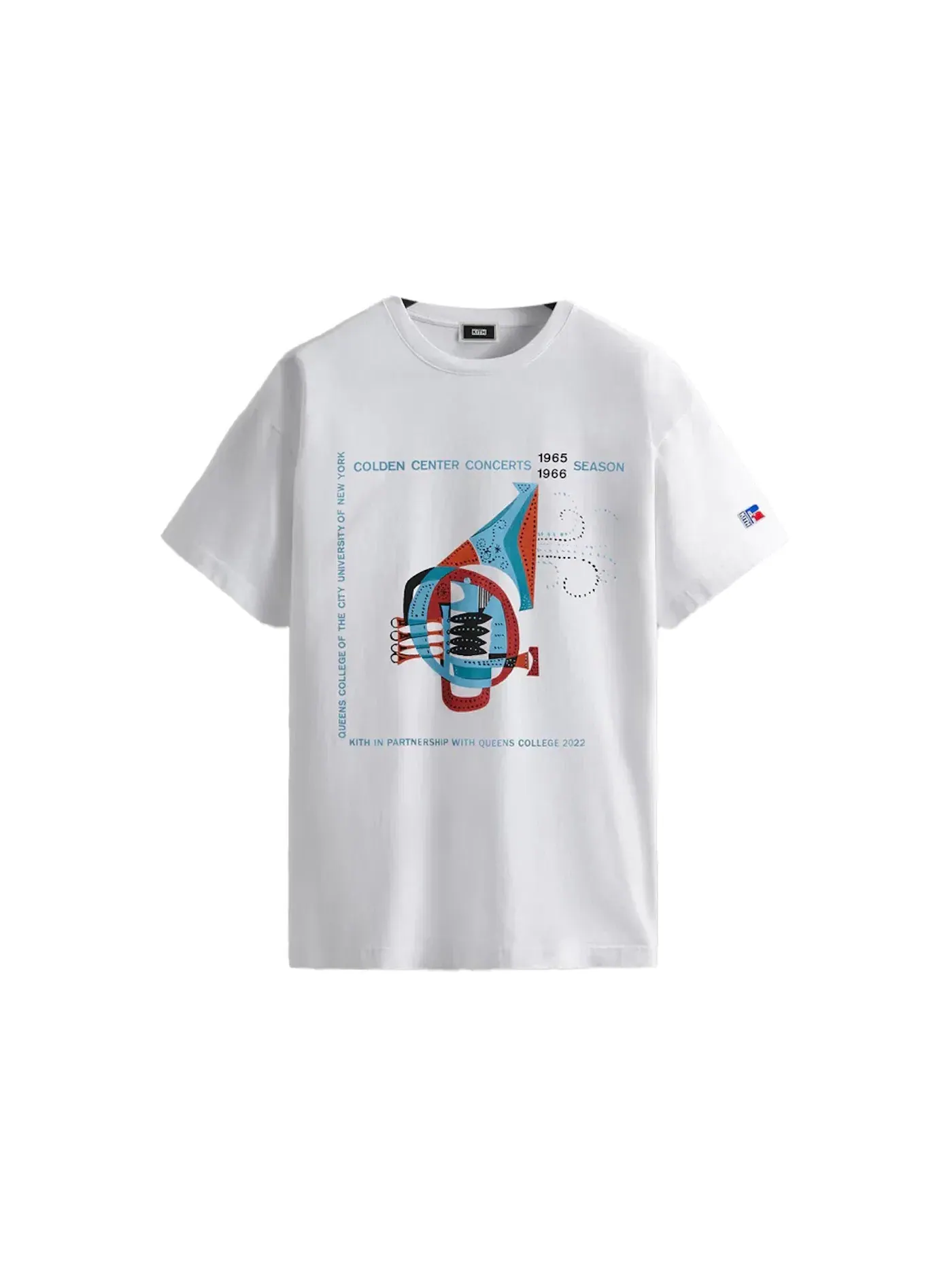 Мужская футболка с принтом Kith Russell Athletic CUNY Queens College Jazz Vintage Tee — изображение 1 из 1, белый