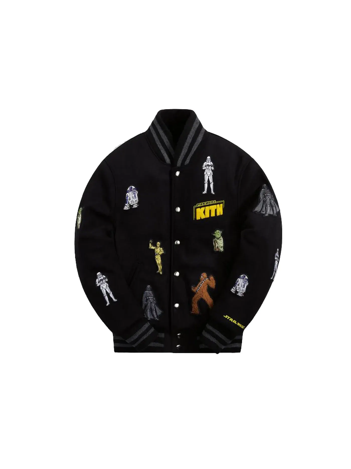 Мужская куртка-бомбер с вышивкой Kith x STAR WARS for Golden Bear Varsity Jacket — изображение 1 из 2, черный