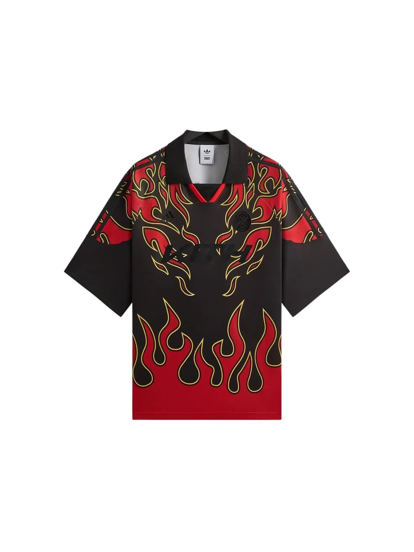Мужская футбольная джерси с принтом Kith x Adidas Football Flame Jersey — изображение 1 из 2, черный