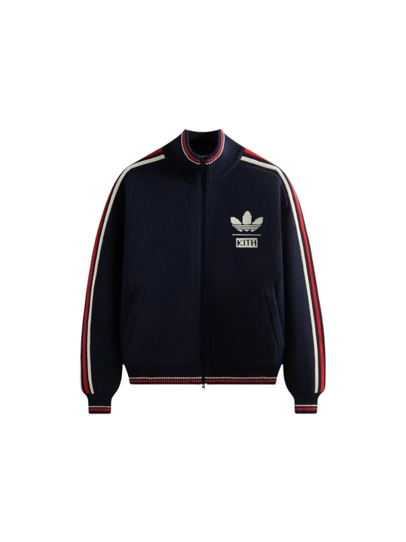 Мужская куртка-бомбер с принтом Kith x Adidas Football Knit Full-Zip Jacket Kith, Legend Ink — изображение 1 из 2