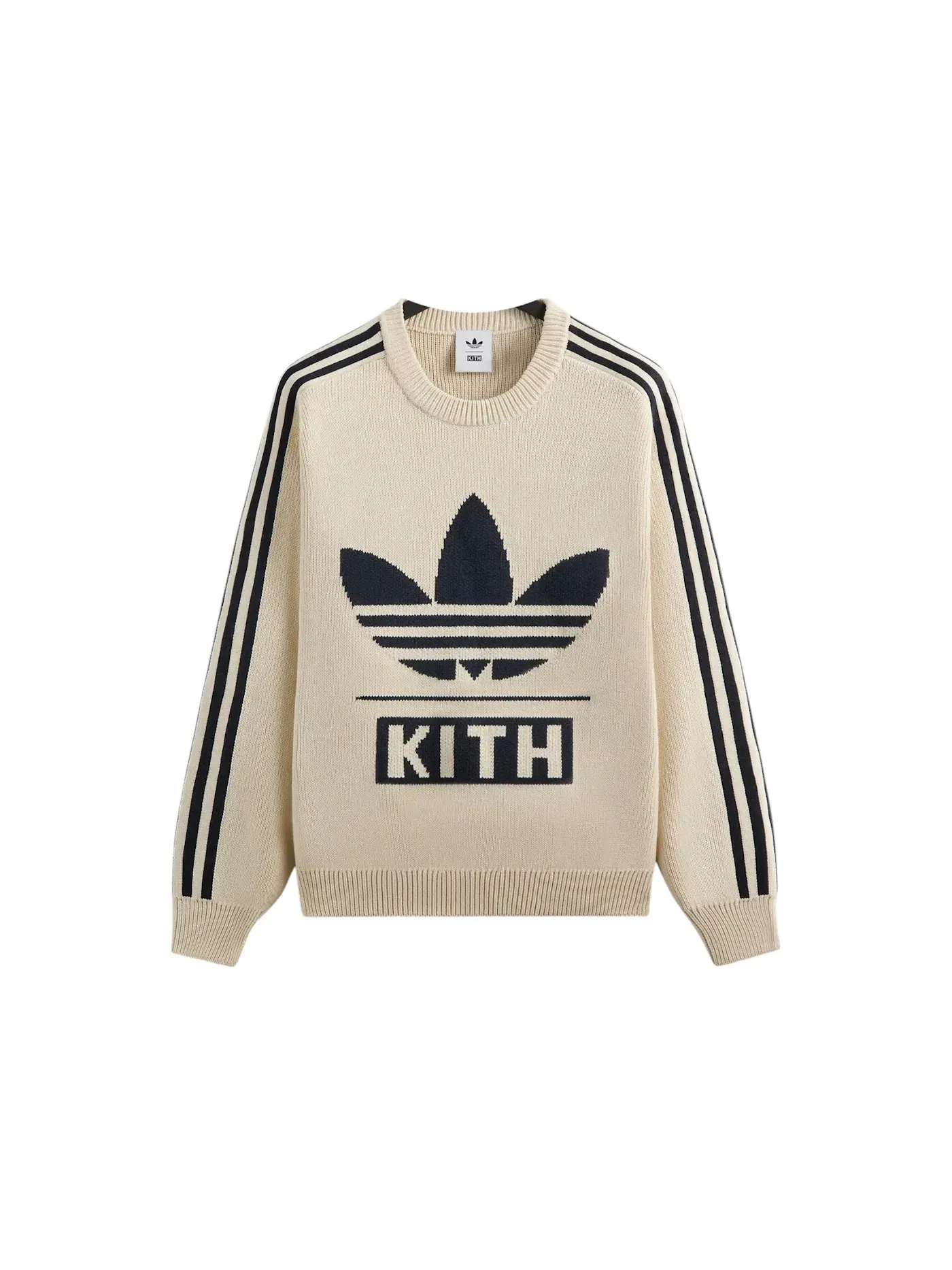 Мужской свитер с вязаным узором Kith x Adidas Football Knit Sweater — изображение 1 из 2, белый