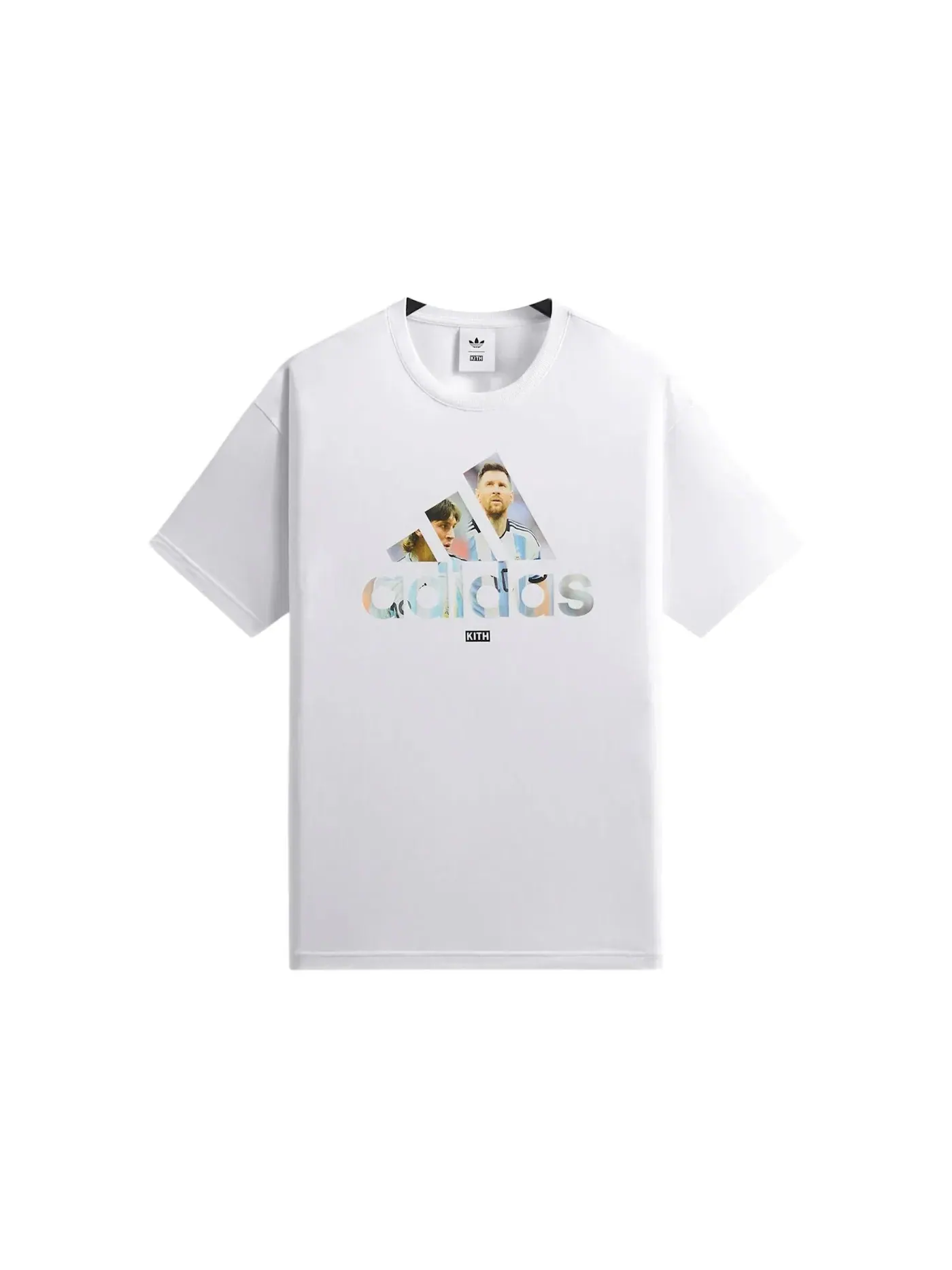 Мужская футболка с принтом Kith x Adidas Messi Football Graphic Tee White — изображение 1 из 1, белый
