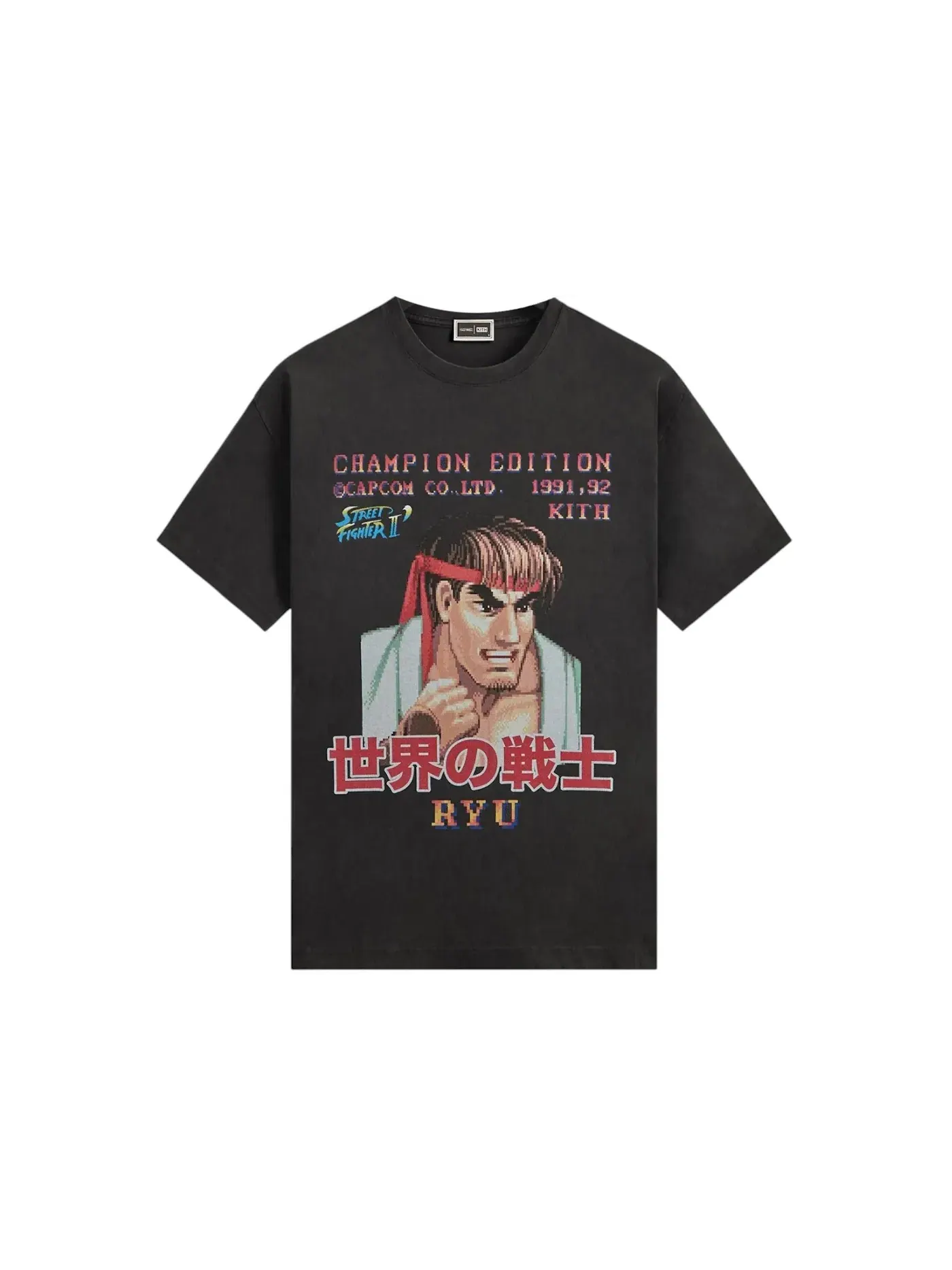 Мужская футболка с принтом Kith x Capcom Ryu Champion Edition Vintage Tee — изображение 1 из 2, черный