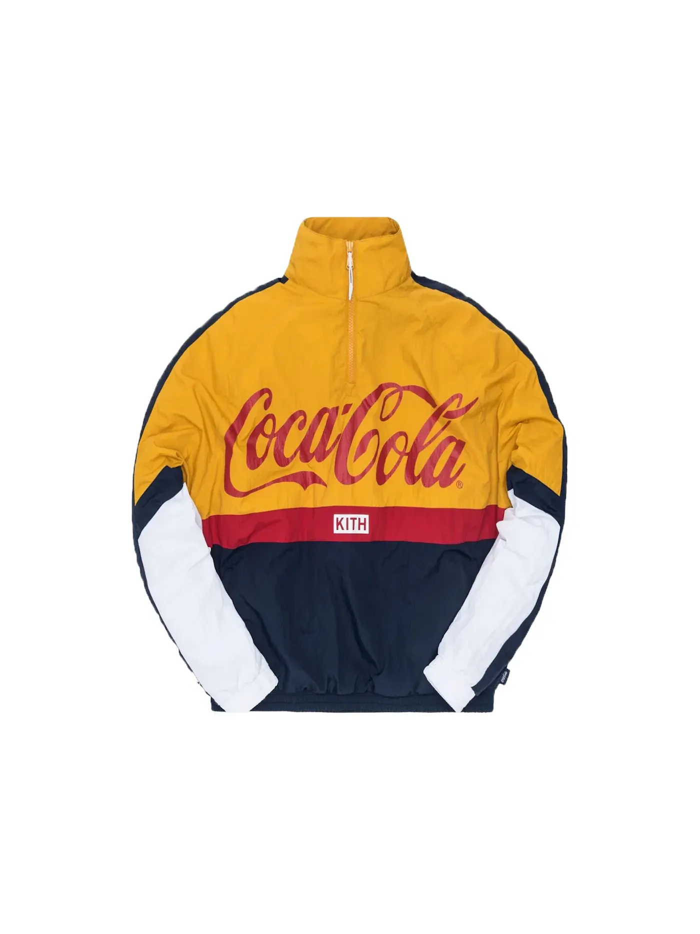 Мужская куртка-ветровка с длинным рукавом Kith x Coca-Cola Quarter Zip Nylon Windbreaker — изображение 1 из 1, темно-синий