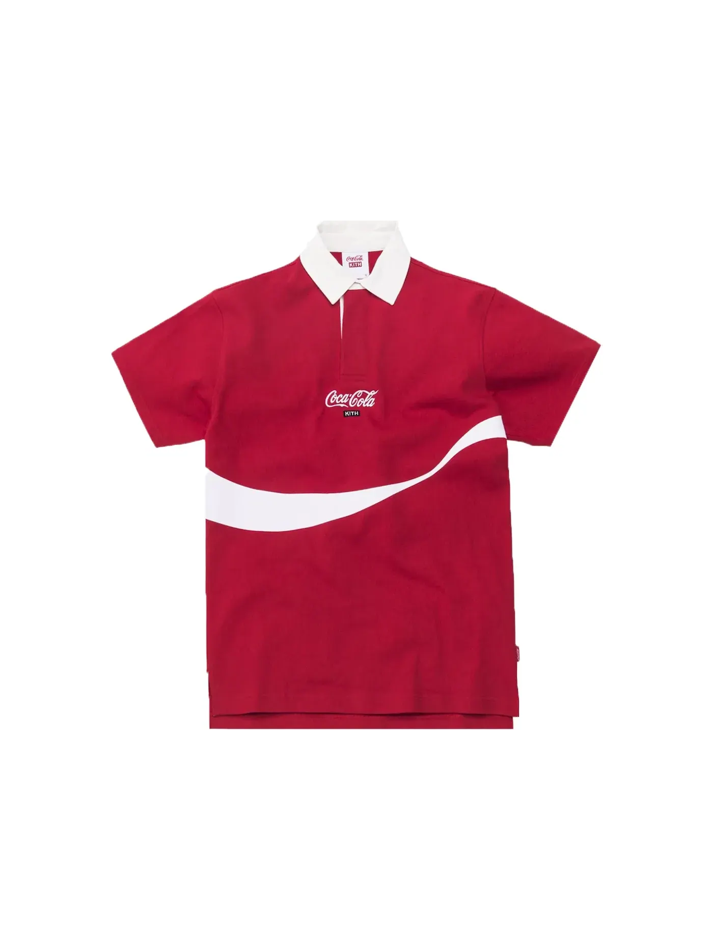 Мужская футболка-поло с принтом Kith x Coca-Cola Ribbon Rugby Red — изображение 1 из 1, красный