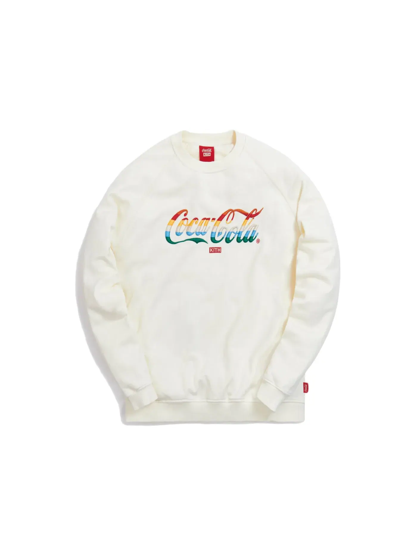 Мужской свитшот с полосатым принтом Kith x Coca-Cola Striped Crewneck Ivory — изображение 1 из 2, белый