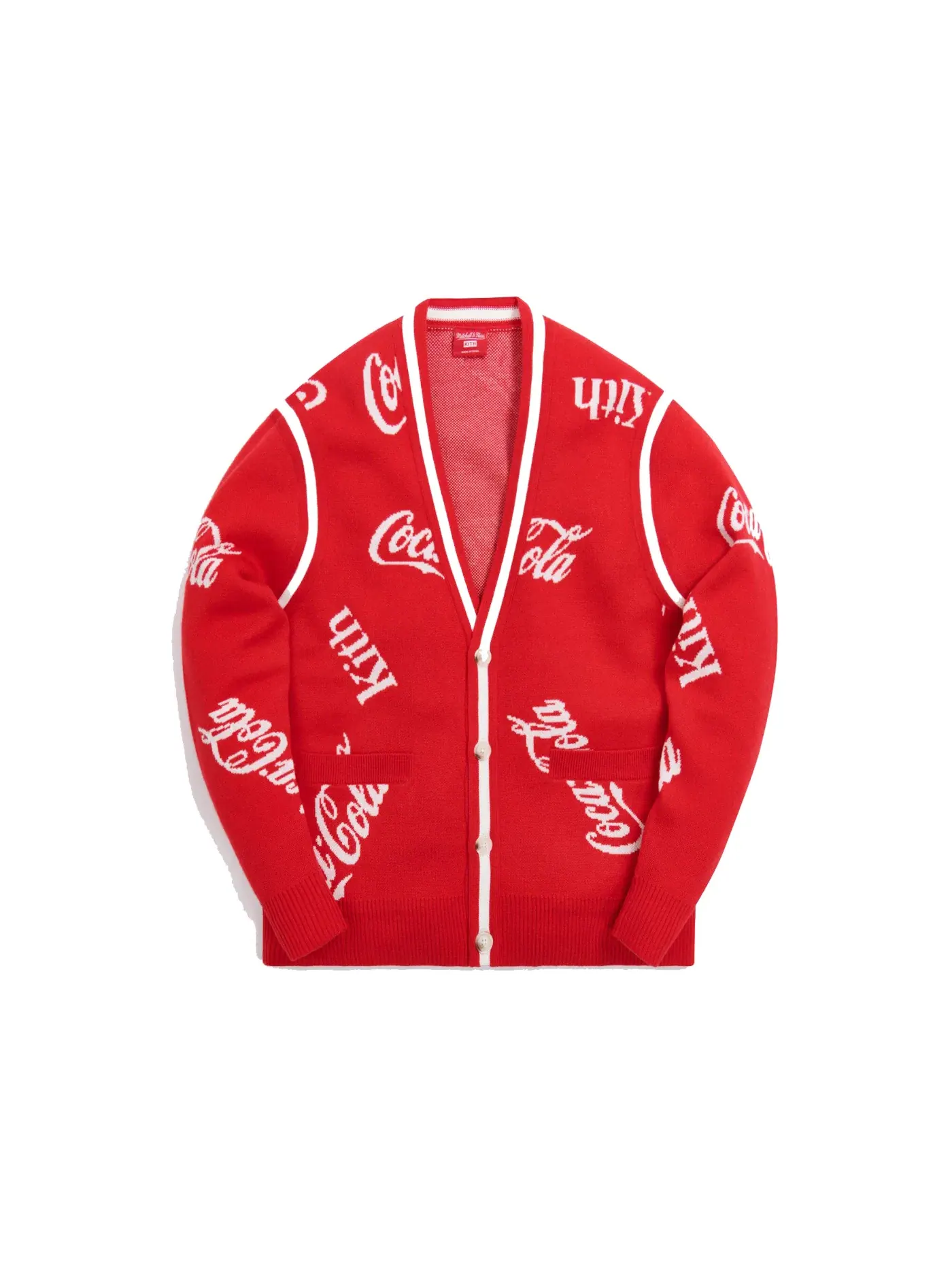 Мужской кардиган с логотипом Kith x Coca-Cola x Mitchell & Ness Coke Logo Cardigan — изображение 1 из 2, красный