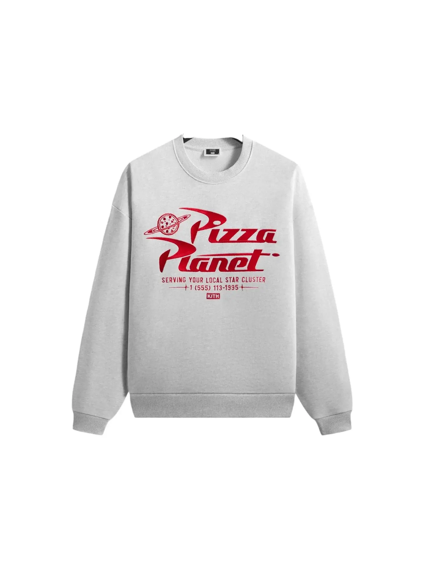 Мужской свитшот с принтом Pizza Planet Kith — изображение 1 из 1, светлый серый