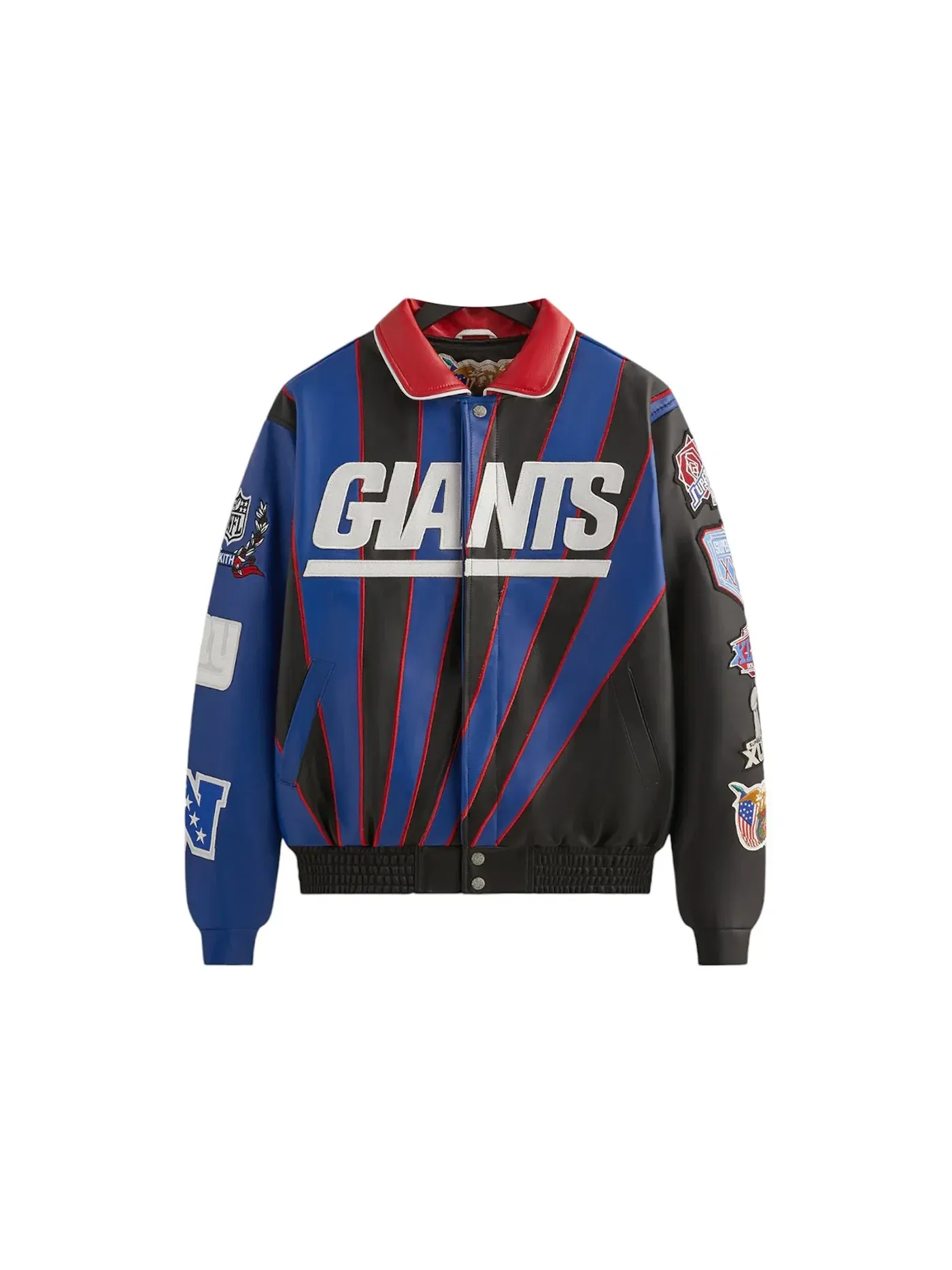 Мужская кожаная куртка-варсити с принтом Kith x Jeff Hamilton NFL Giants Multicolor — изображение 1 из 2