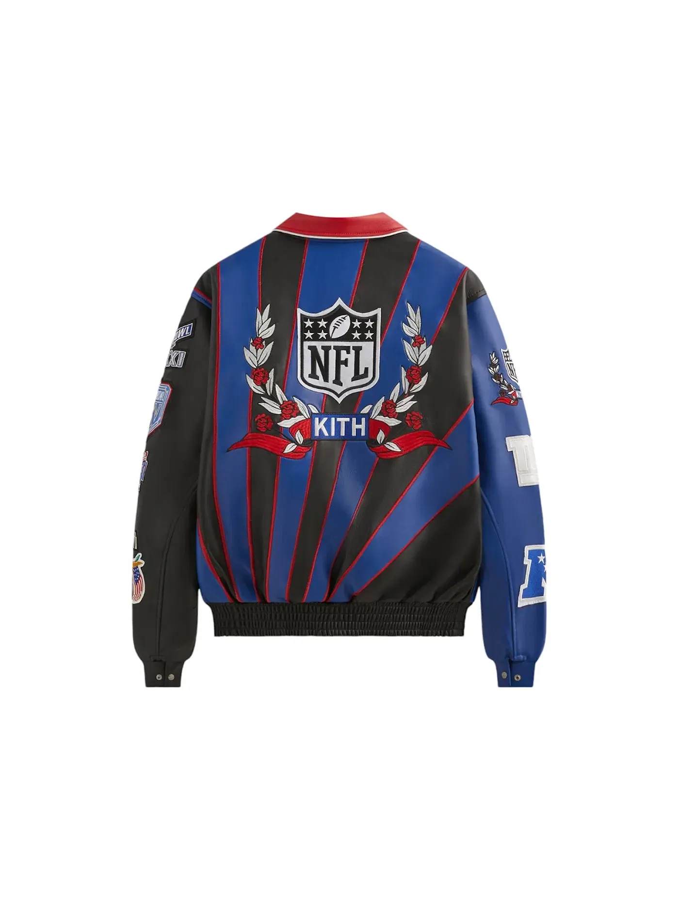 Мужская кожаная куртка-варсити с принтом Kith x Jeff Hamilton NFL Giants Multicolor — изображение 2 из 2
