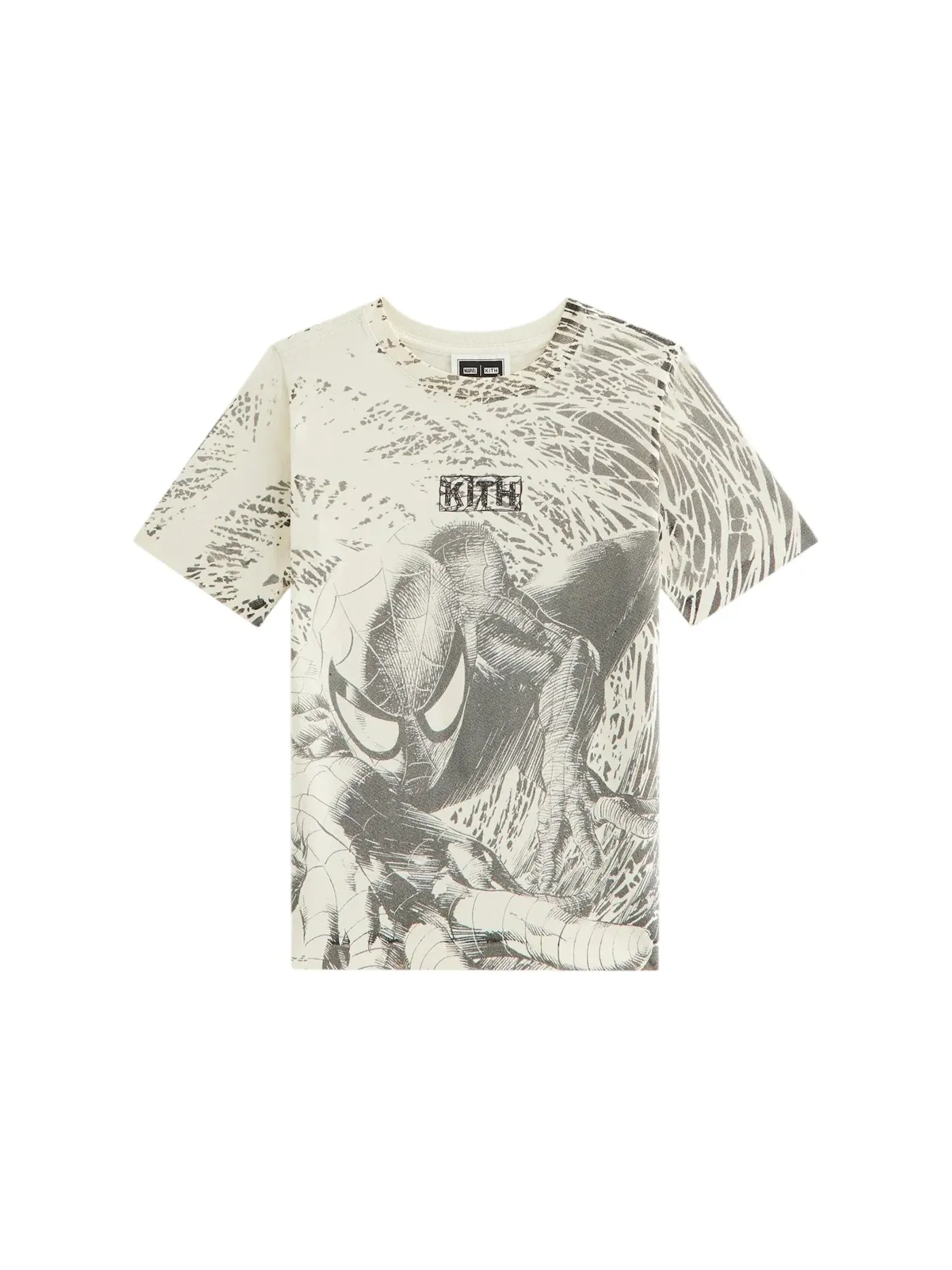 Детская футболка с принтом Spiderman All-Over Printed Vintage Kith, Sandrift — изображение 1 из 2