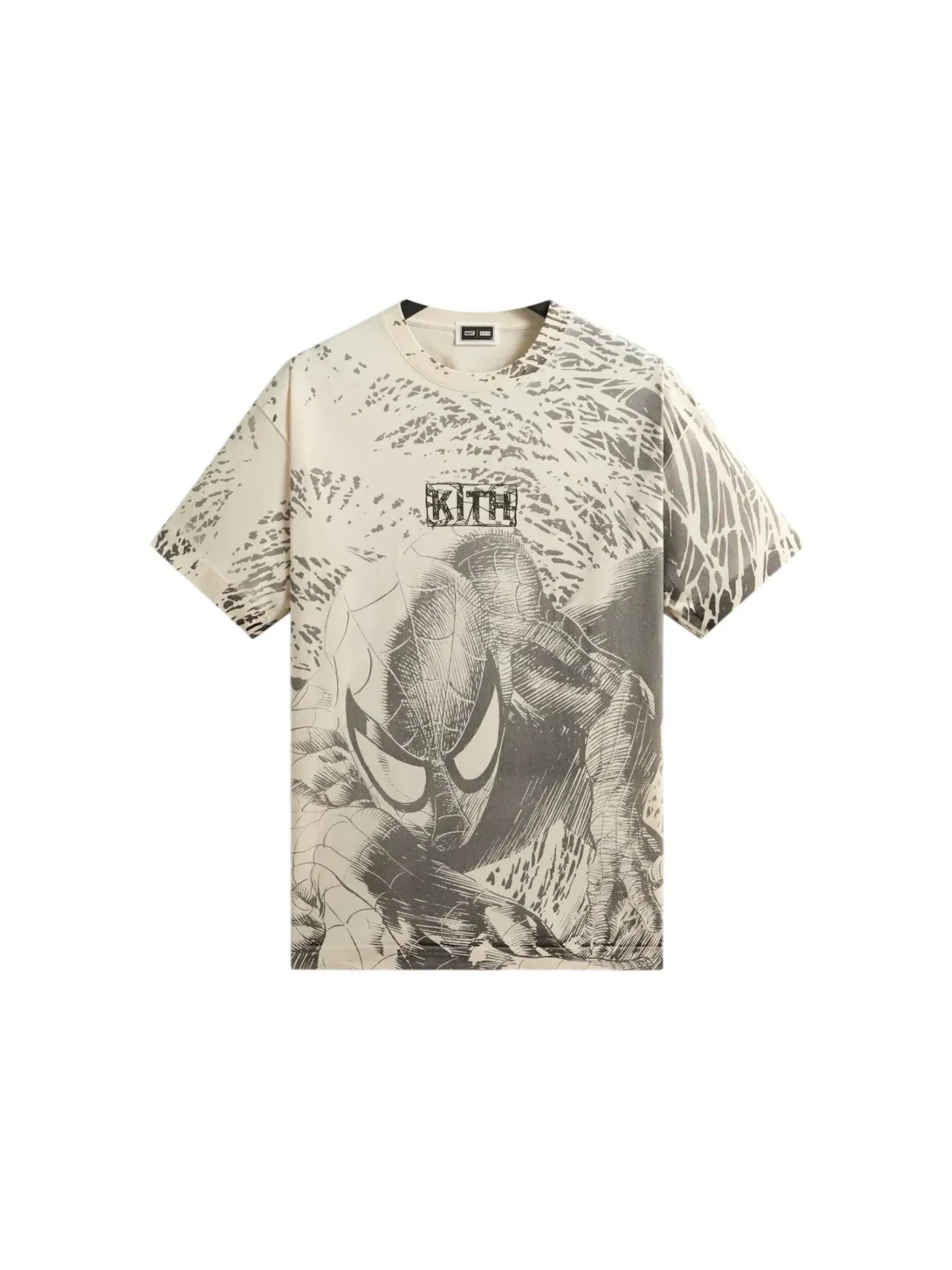 Мужская футболка с принтом Kith x Marvel Spiderman All Over Printed Vintage Tee — изображение 1 из 2, черный