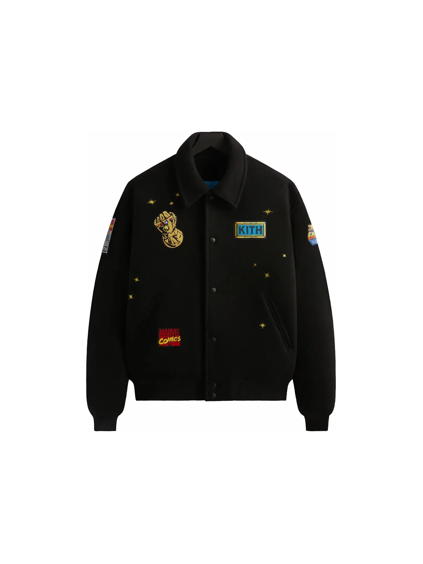 Мужская куртка-бомбер с вышивкой Kith x Marvel Universe Jacket — изображение 1 из 4, черный/синий