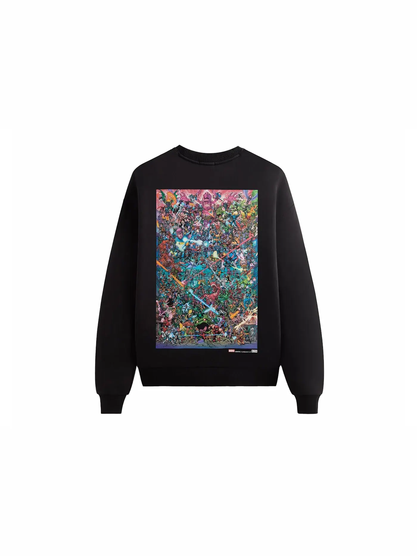 Мужской свитшот с принтом Kith x Marvel Villains Clash Vintage Nelson Crewneck — изображение 2 из 2, черный