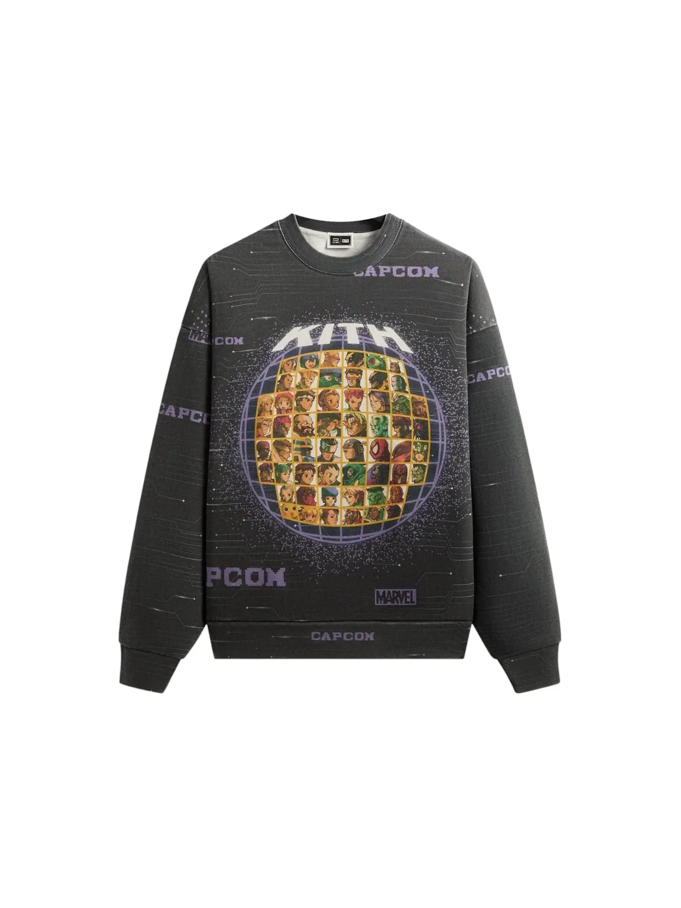 Мужской свитшот с принтом Kith x Marvel vs. Capcom Character Select Vintage Nelson Crewneck Kith — изображение 1 из 1, черный